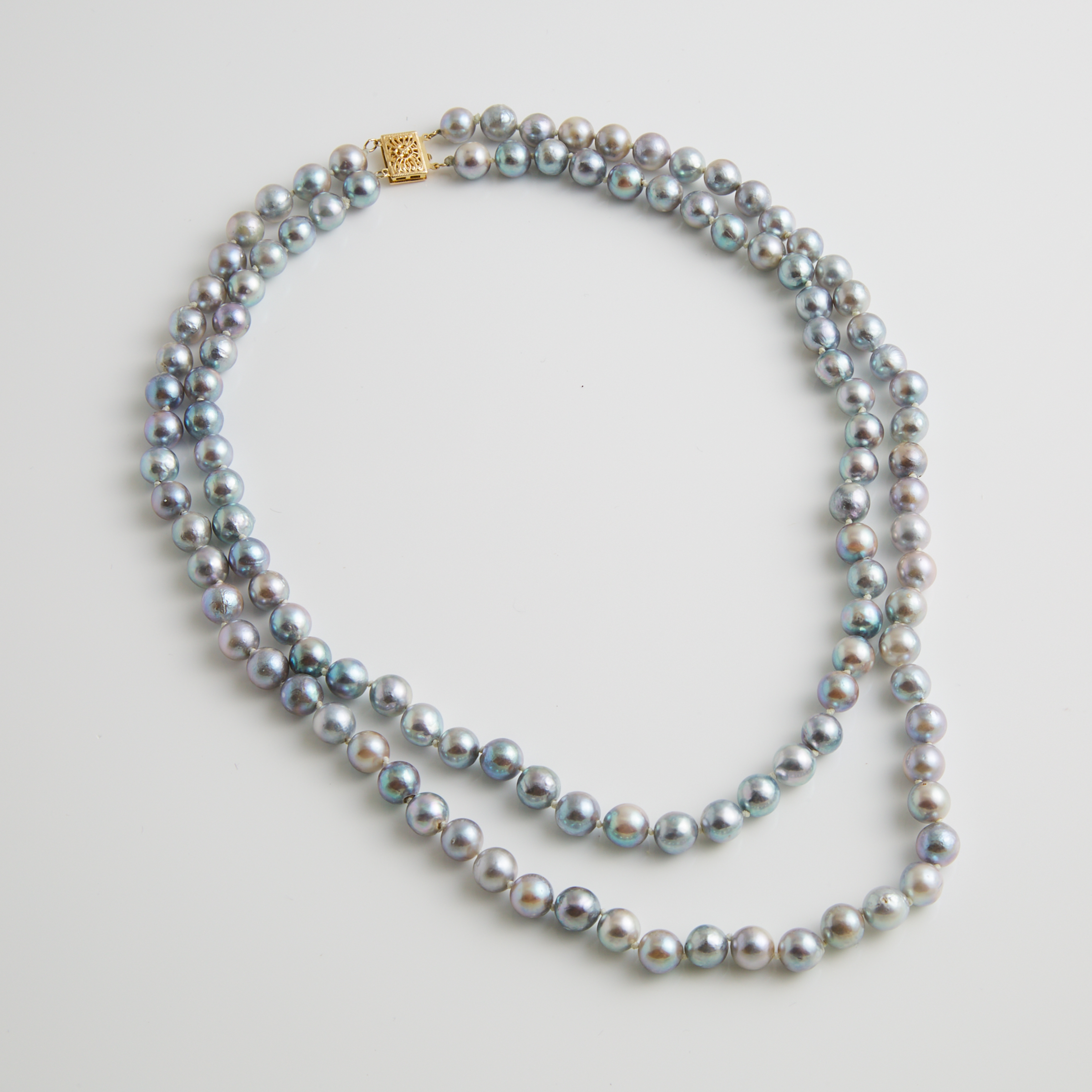 Double Strand Of Grey Cultured Pearls