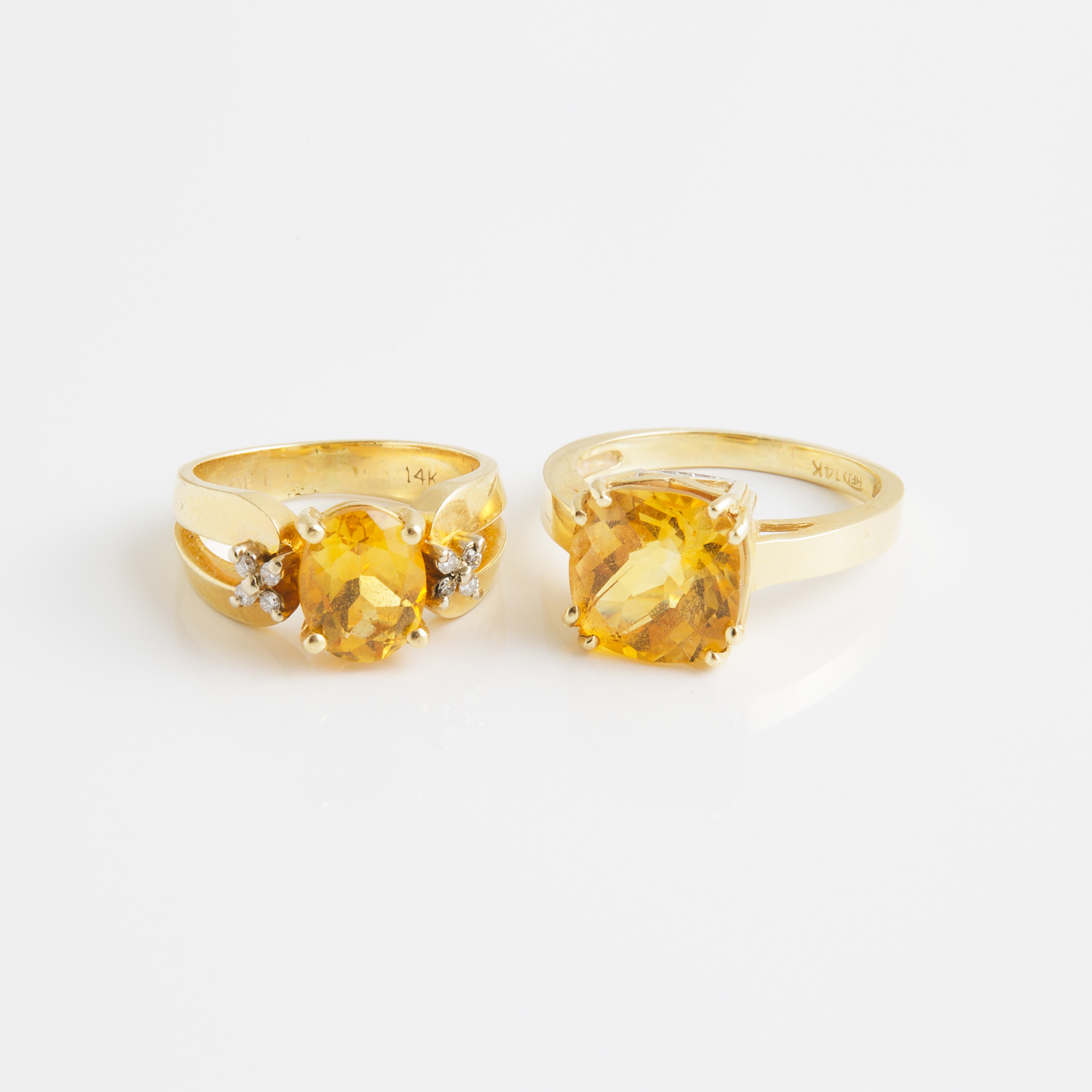 2 x 14k Yellow And White Gold Rings