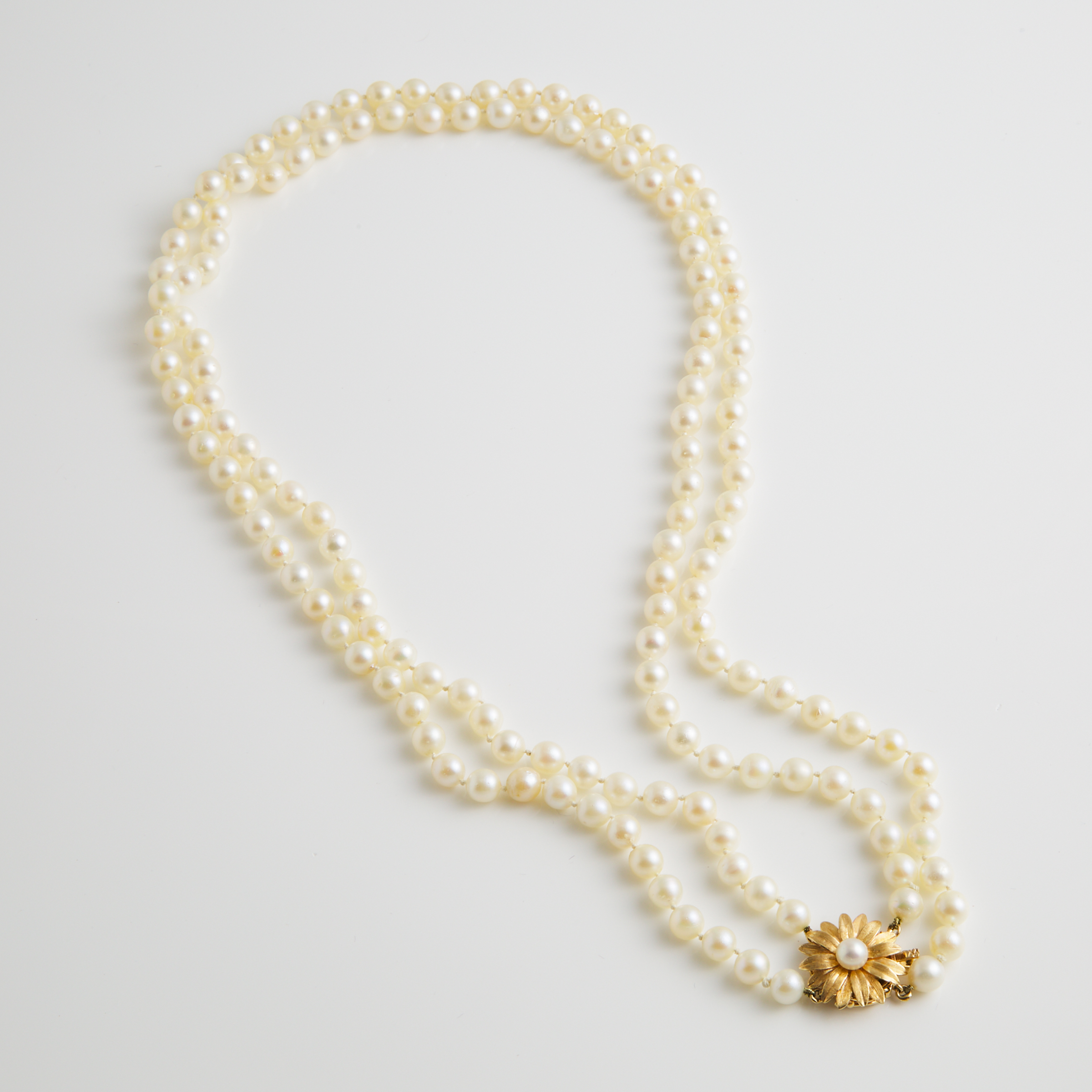 Double Strand Of Cultured Pearls Necklace