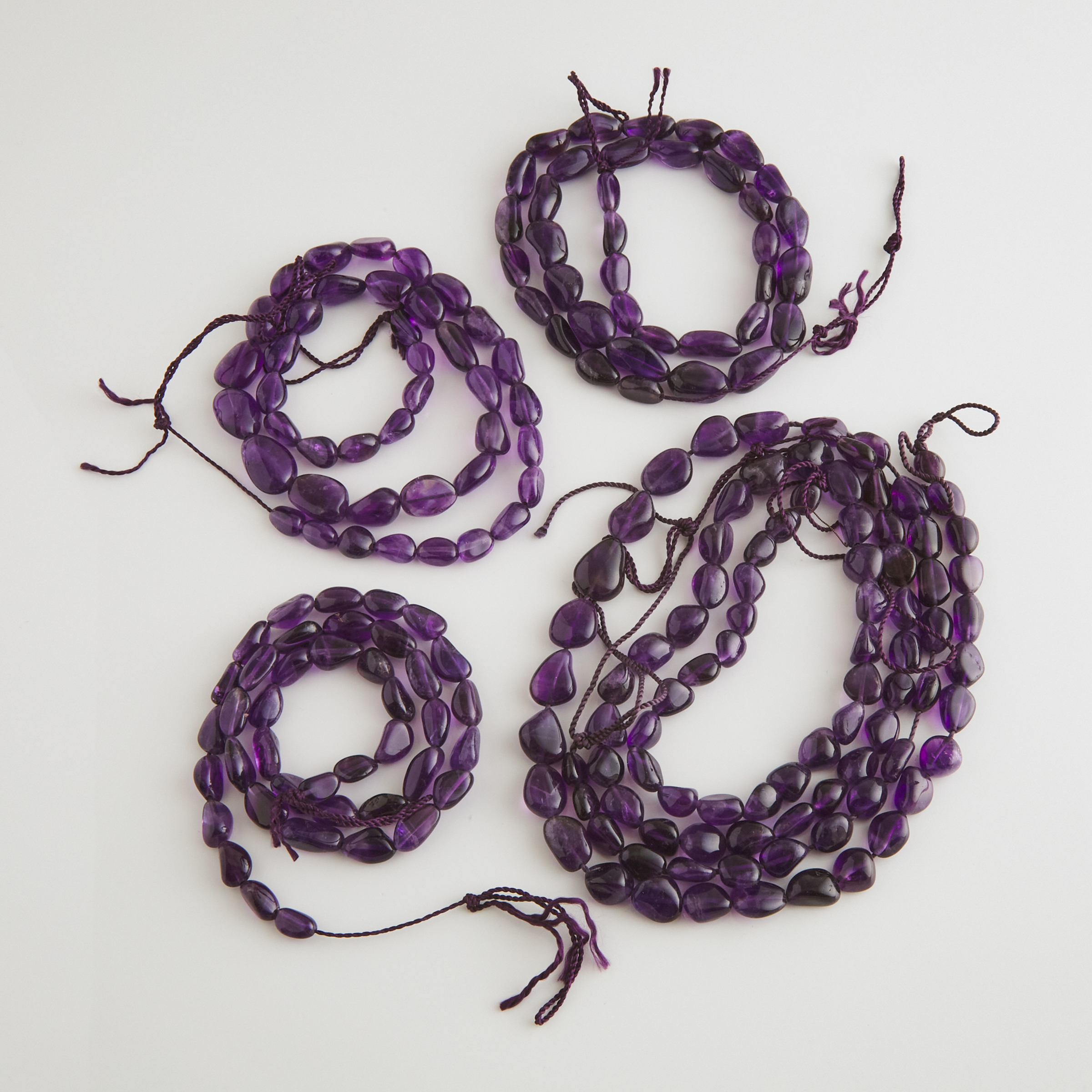 5 Strands Of Tumbled Amethyst Beads