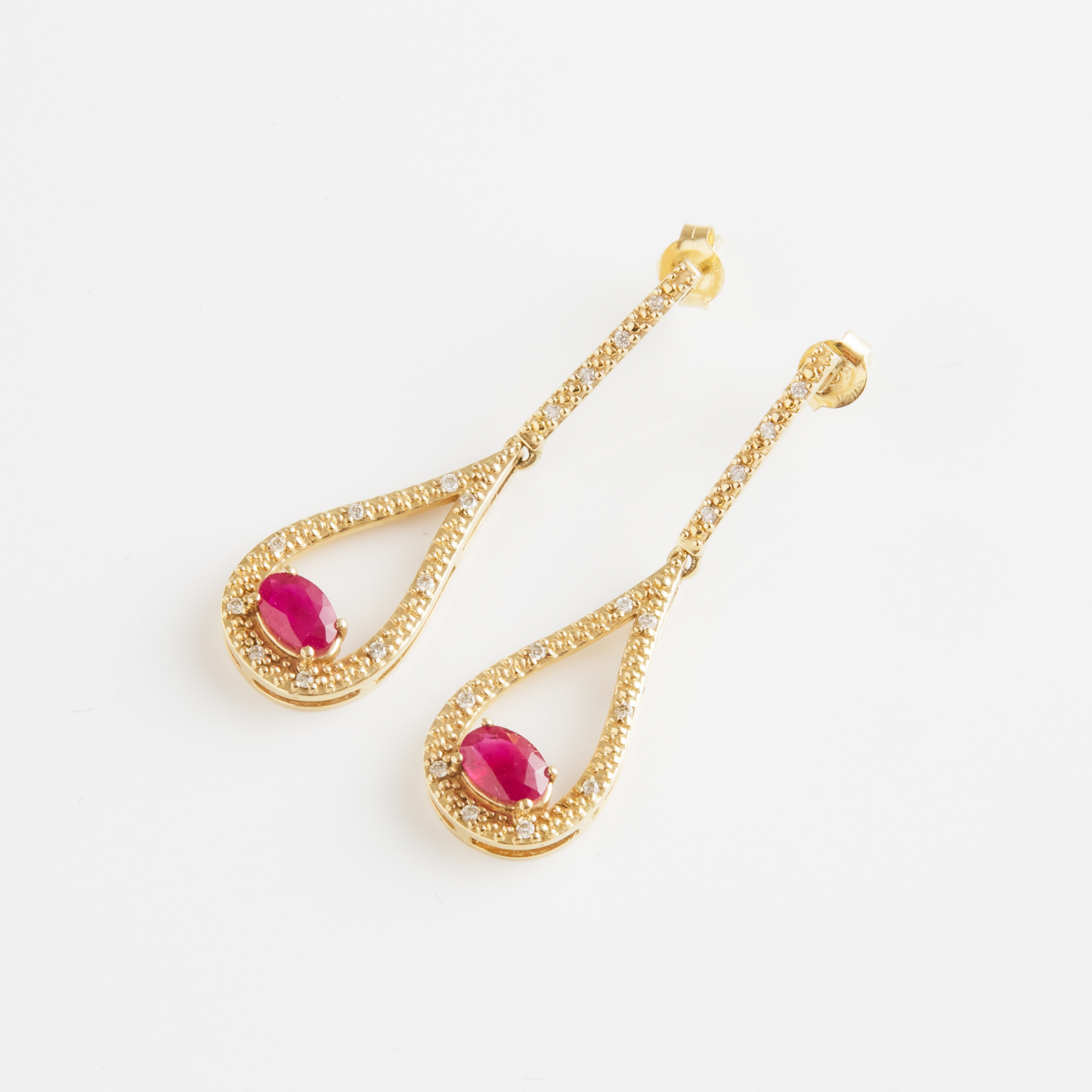 Pair Of 10k Yellow Gold Drop Earrings