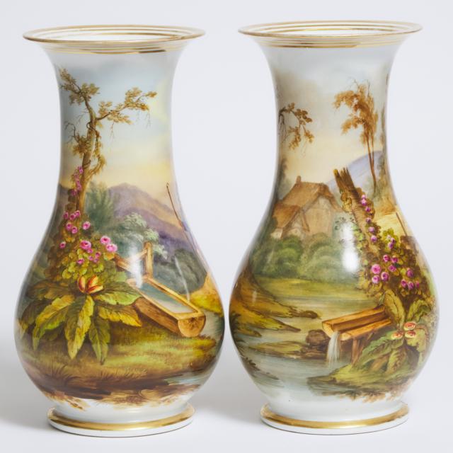 Pair of French Porcelain Vases, probably Paris, 19th century