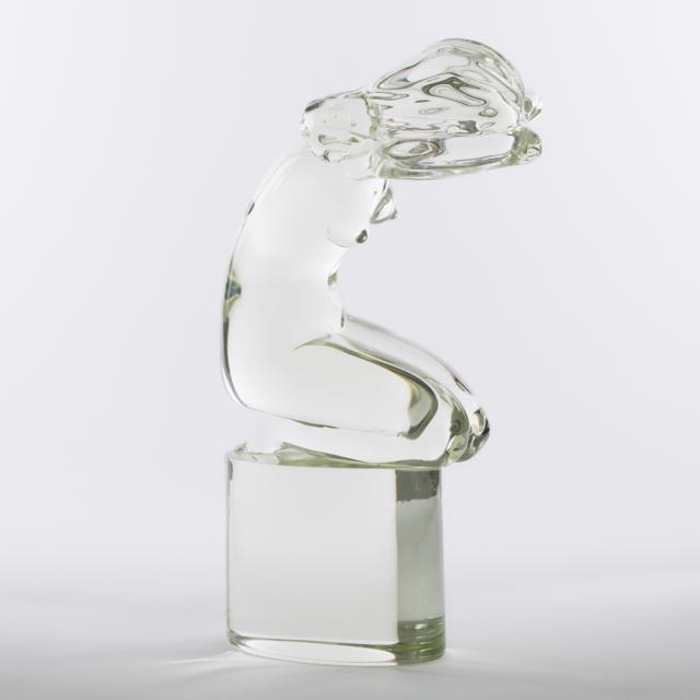 Loredano Rosin Murano Glass Sculpture, 'Crouching Nude', 1970s