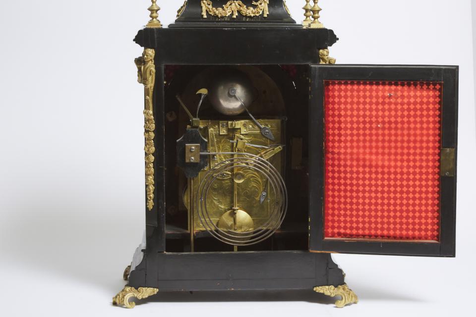Large Edwardian Ormolu Mounted Ebonized Musical Bracket Clock, 19th/early 20th century