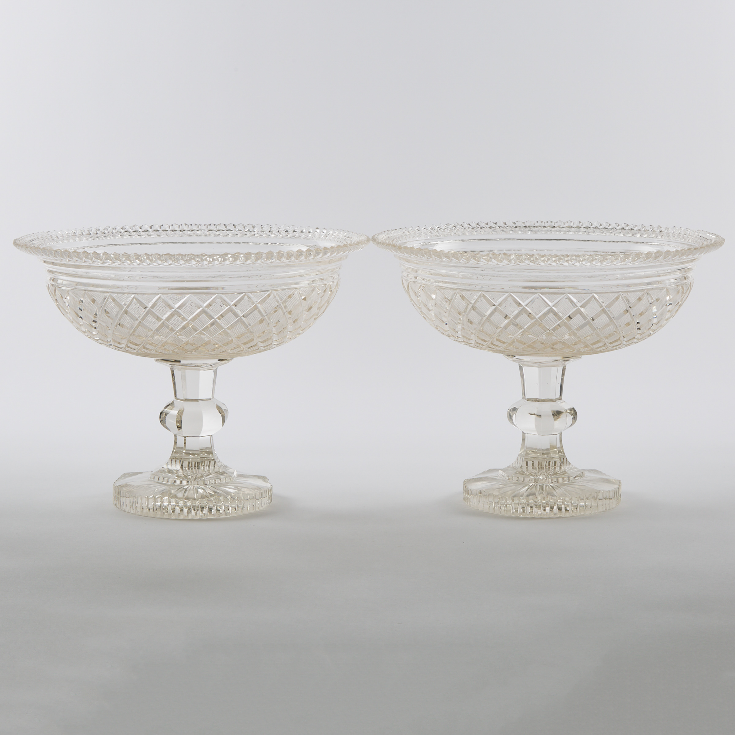 Pair of Continental Cut Glass Footed Comports, late 19th century