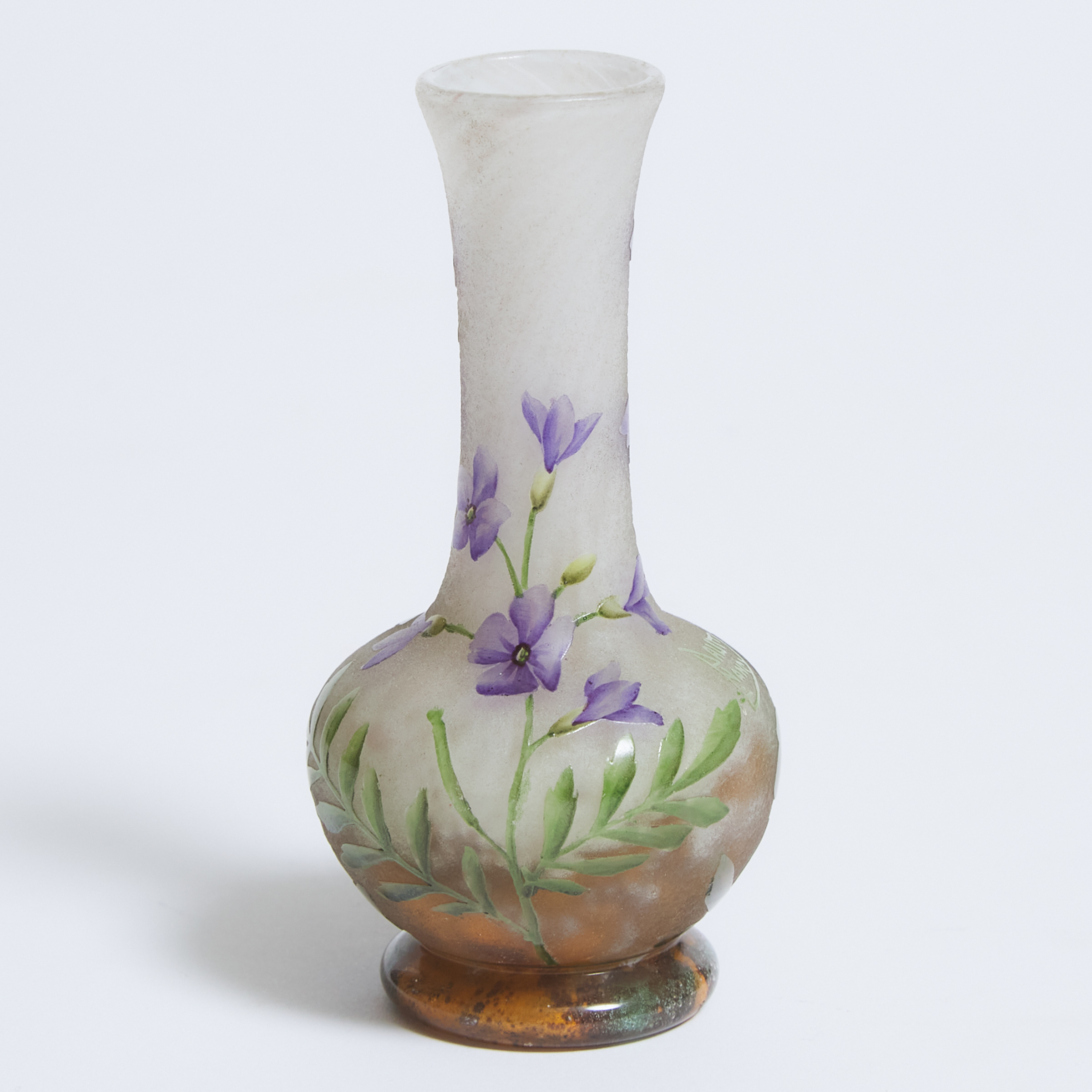 Daum Enameled Cameo Glass Small Vase, c.1900