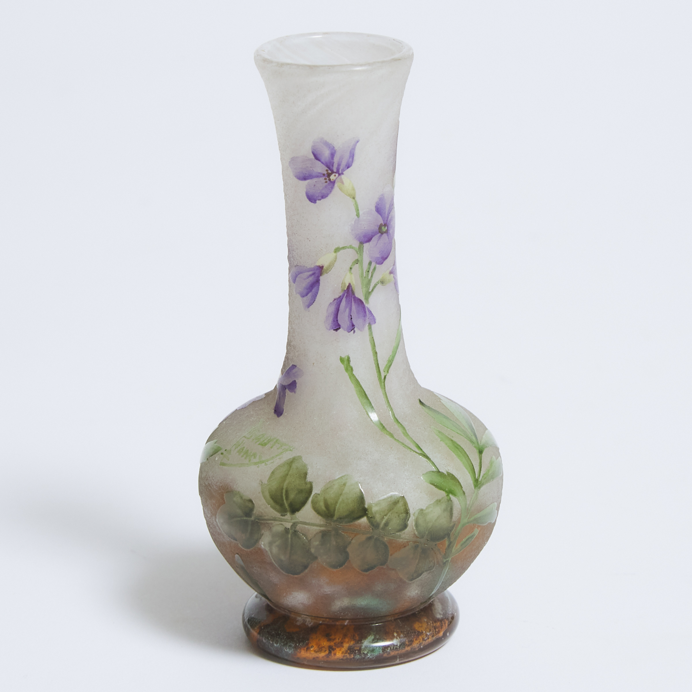 Daum Enameled Cameo Glass Small Vase, c.1900