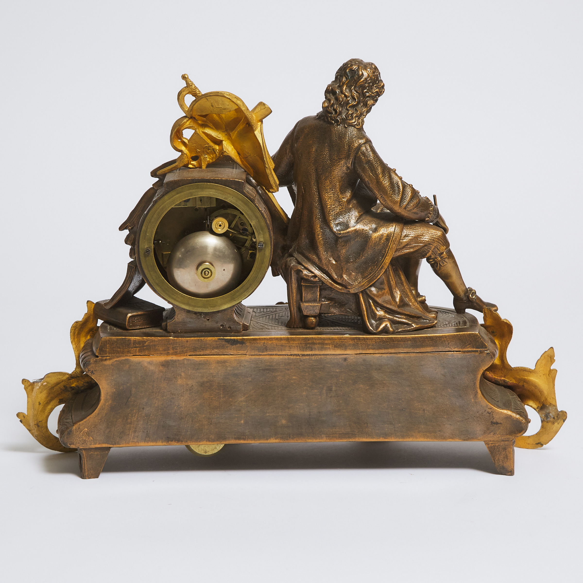 French Gilt and Coppered Metal Figural Mantle Clock, c.1870