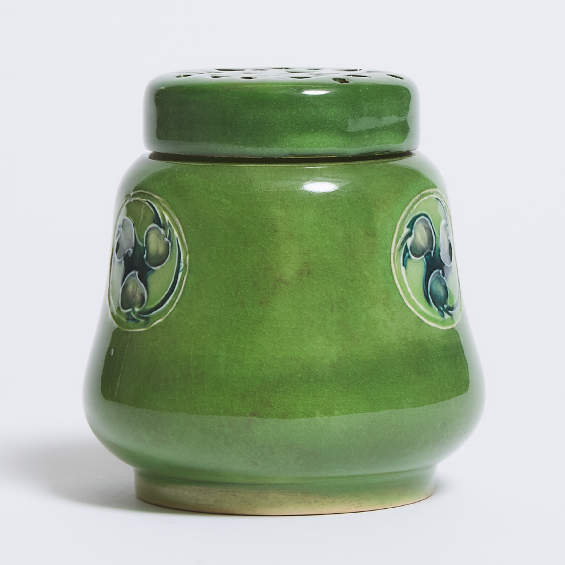 Macintyre Moorcroft Green Flamminian Pot Pourri Jar, for Liberty & Co., 1906-13