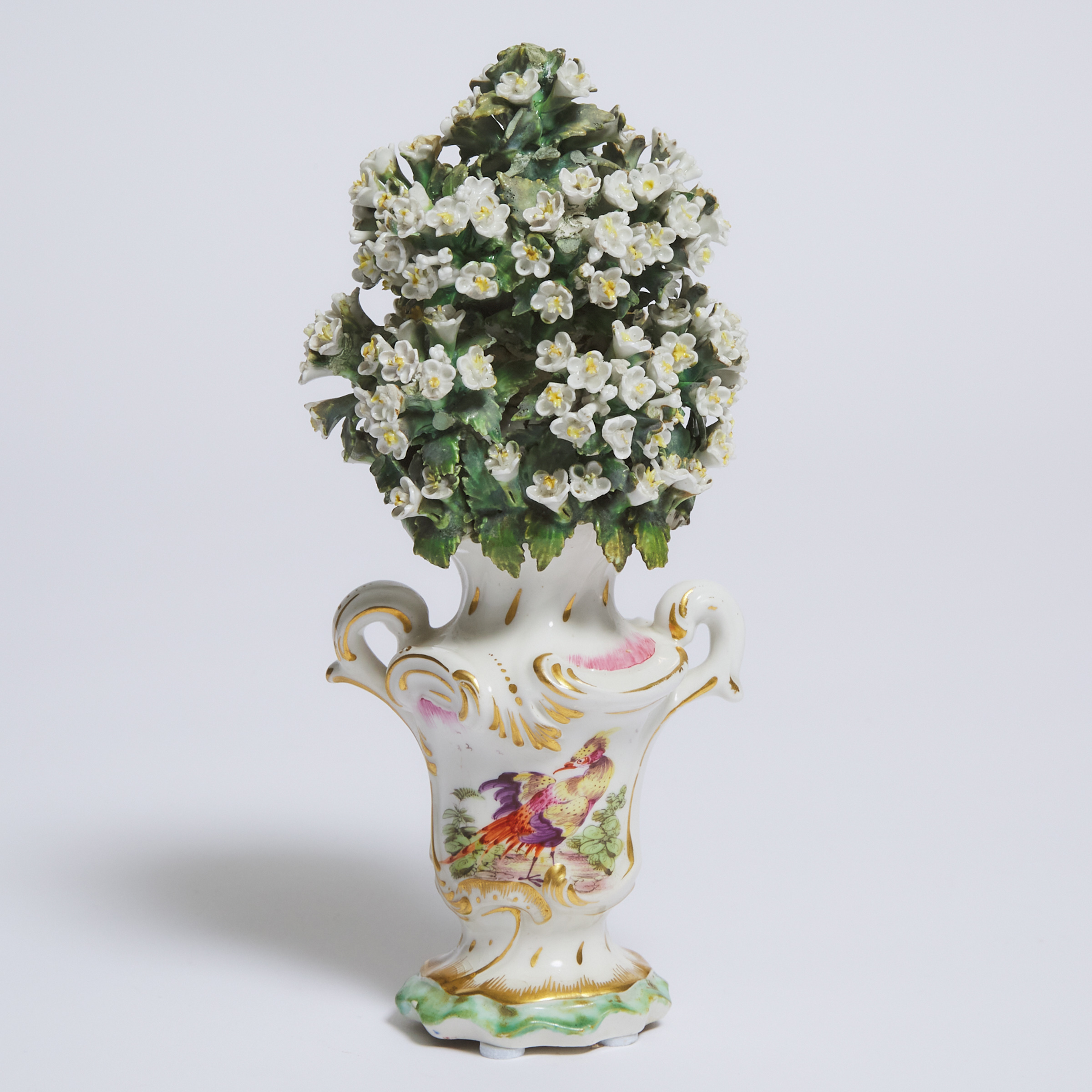 Derby Two-Handled Rococo Vase with Flowers, c.1765