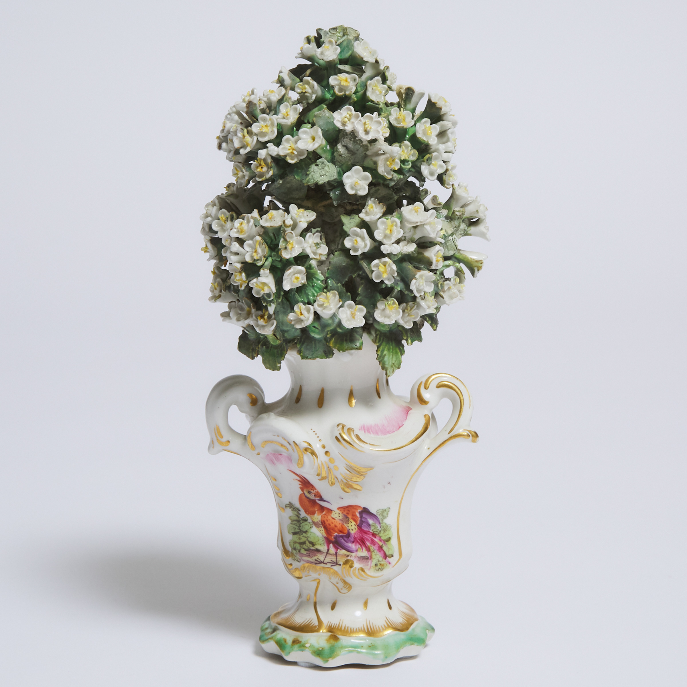 Derby Two-Handled Rococo Vase with Flowers, c.1765