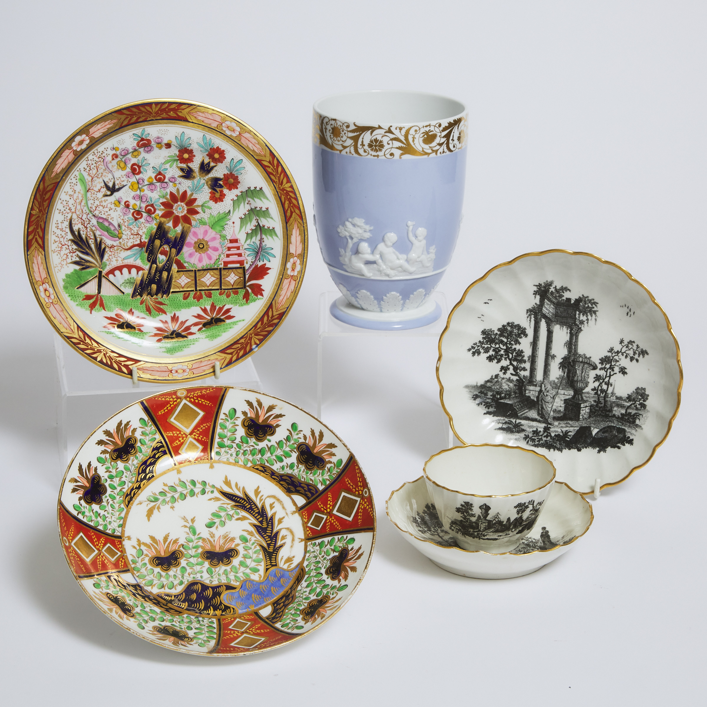 Group of Worcester, Caughley and Spode Porcelain, late 18th/early 19th century