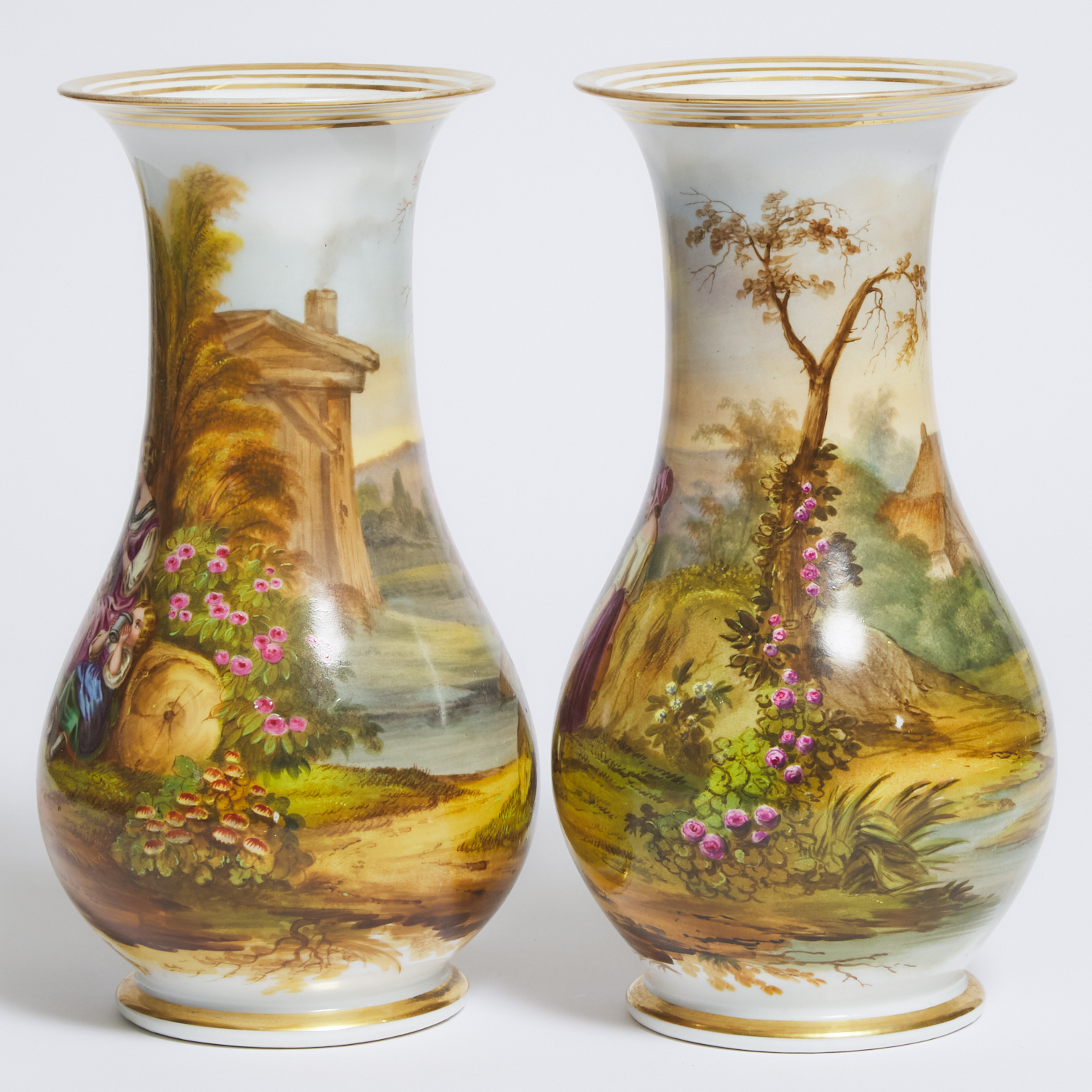Pair of French Porcelain Vases, probably Paris, 19th century
