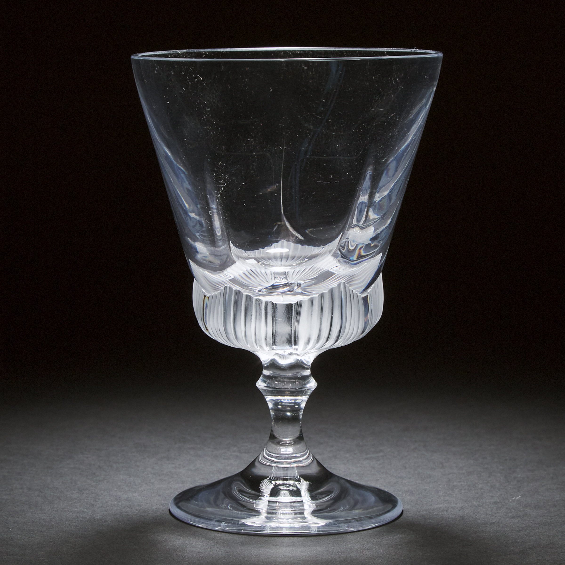 'Cleves', Lalique Moulded and Partly Frosted Glass Goblet-Form Vase, 20th century
