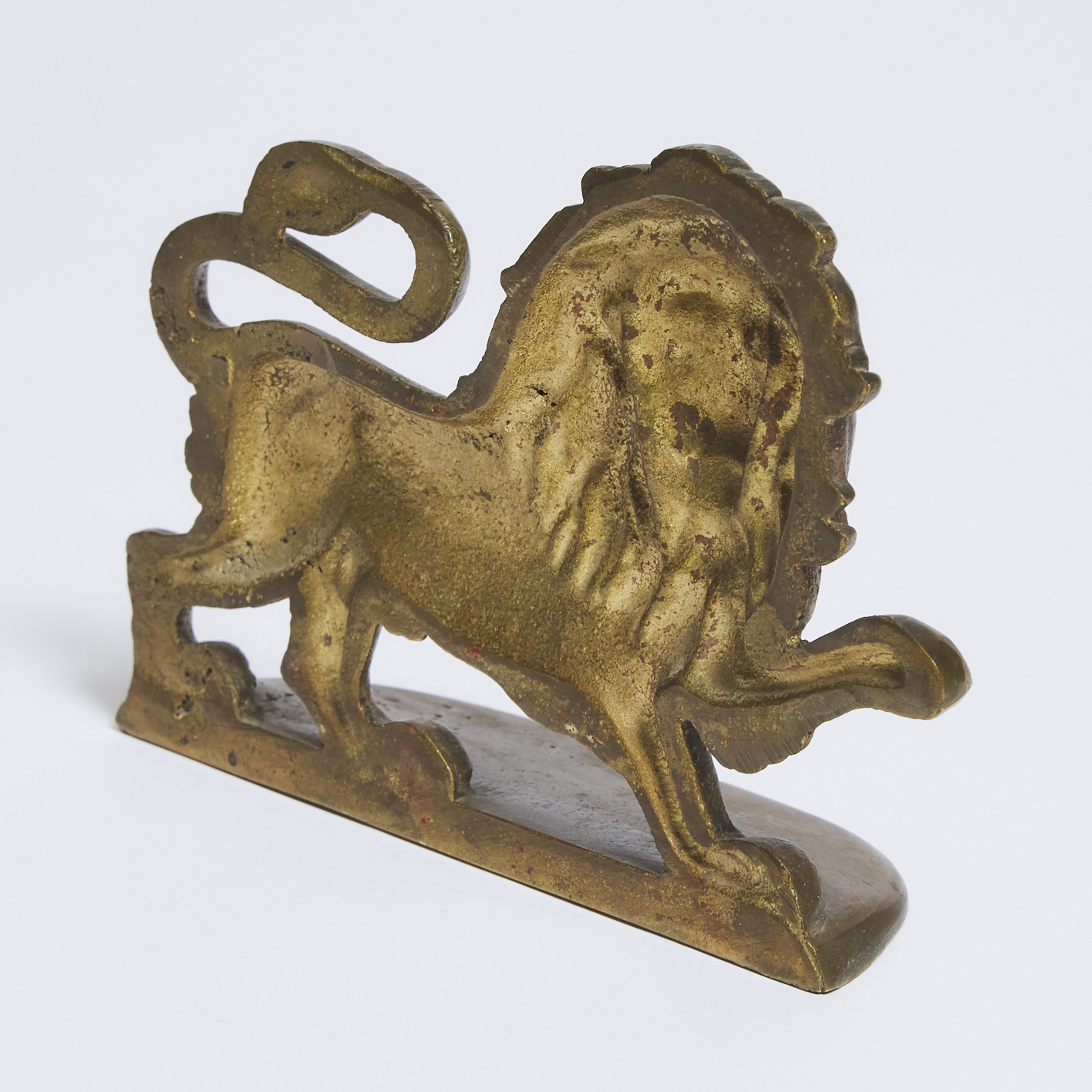 Gilt Bronze Lion Form Door Stop, 19th/early 20th century