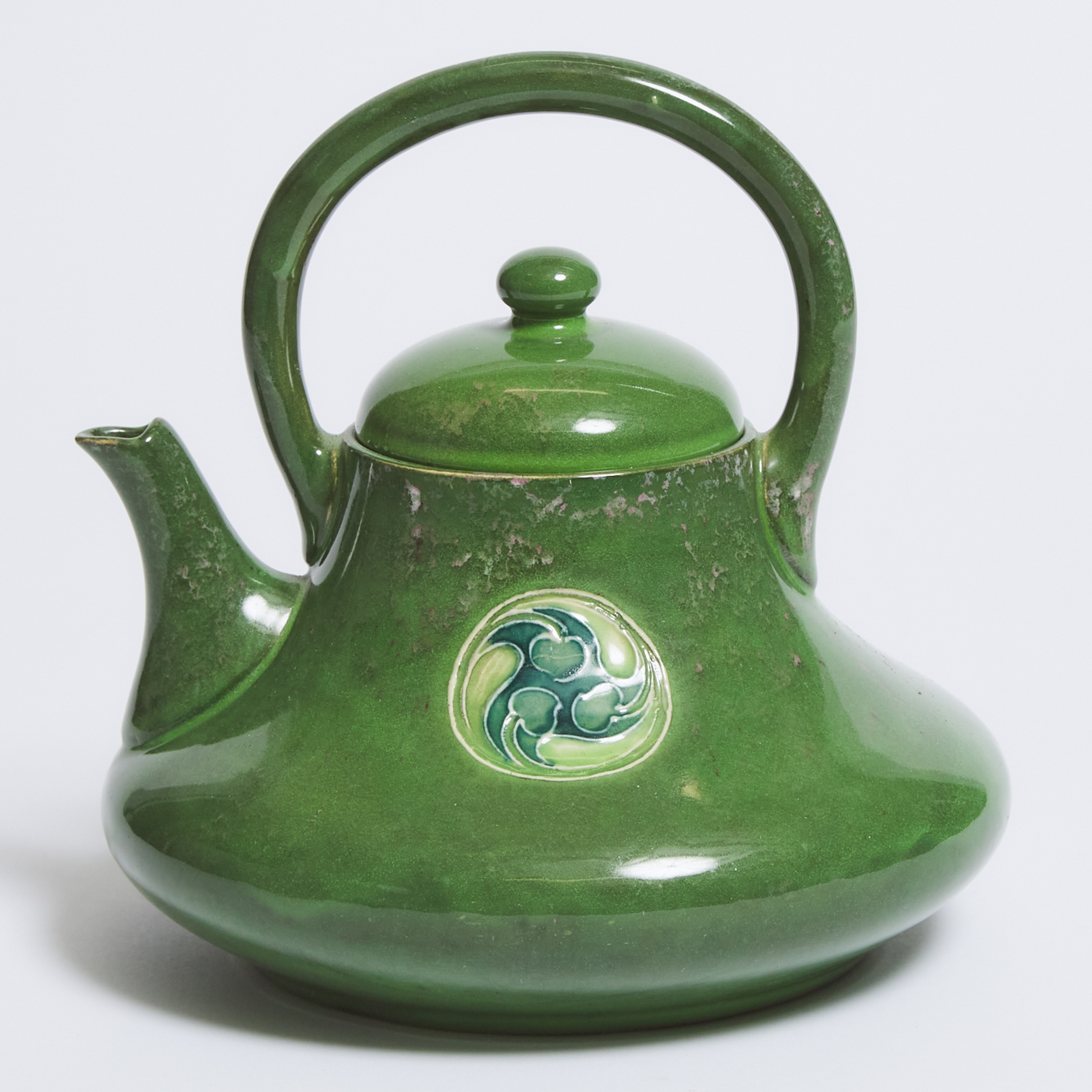 Macintyre Moorcroft Mottled Green Flamminian Teapot, c.1906-13