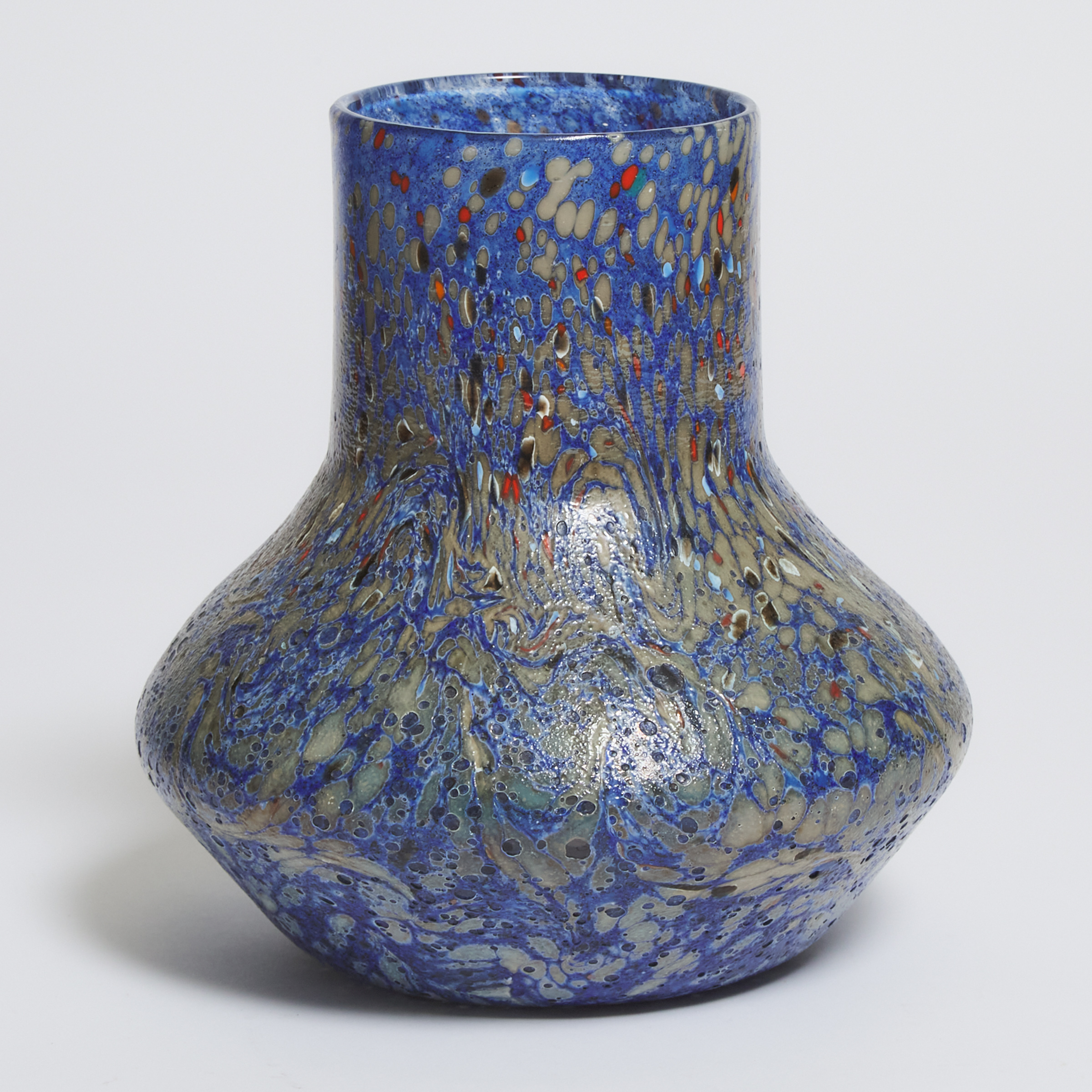 Monart Mottled Blue Glass Vase, c.1930