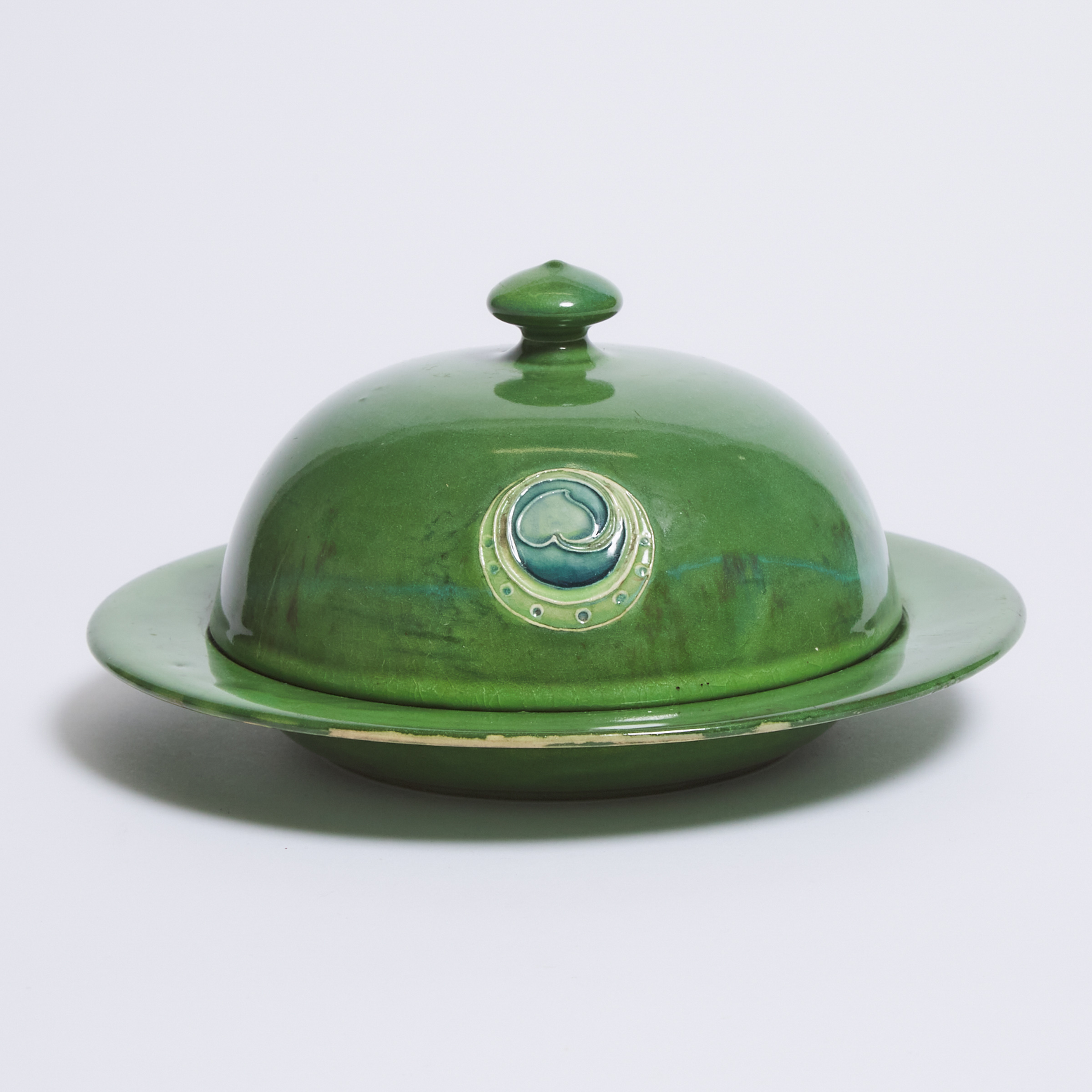 Macintyre Moorcroft Green Flamminian Covered Muffin Dish, for Liberty & Co., c.1906-13