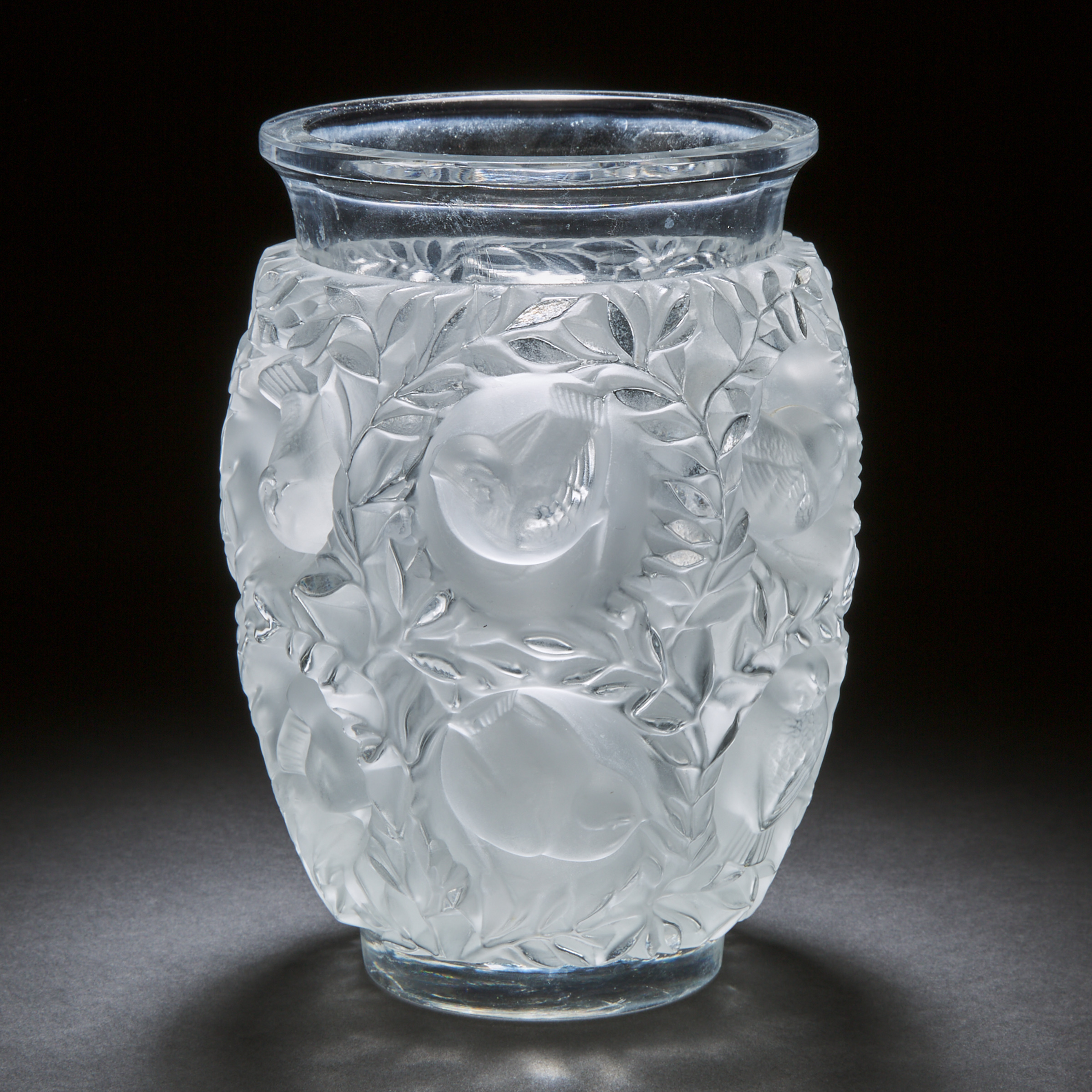 'Bagatelle', Lalique Moulded and Partly Frosted Glass Vase, post-1945