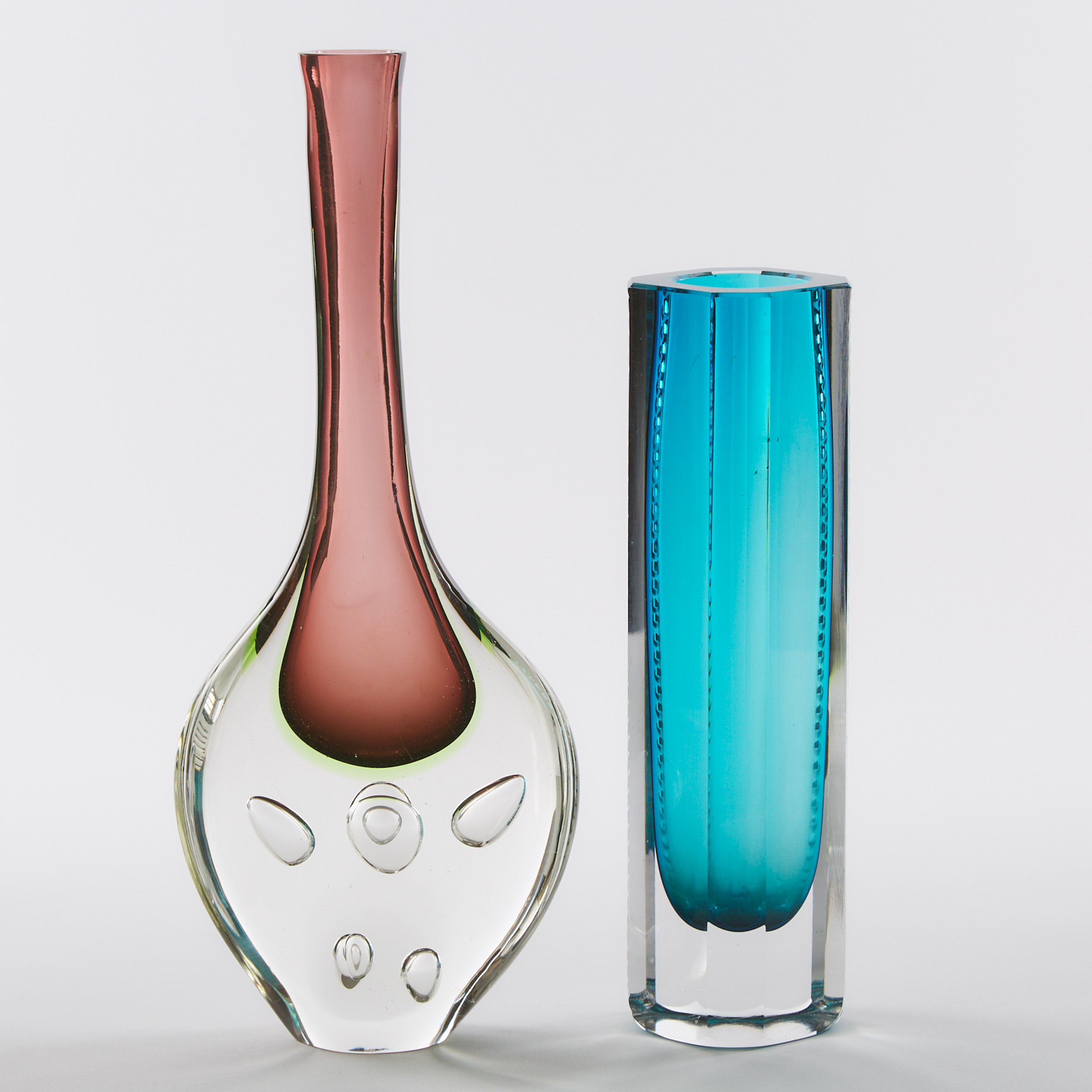 Two Sommerso Glass Vases, probably Czech, 20th century