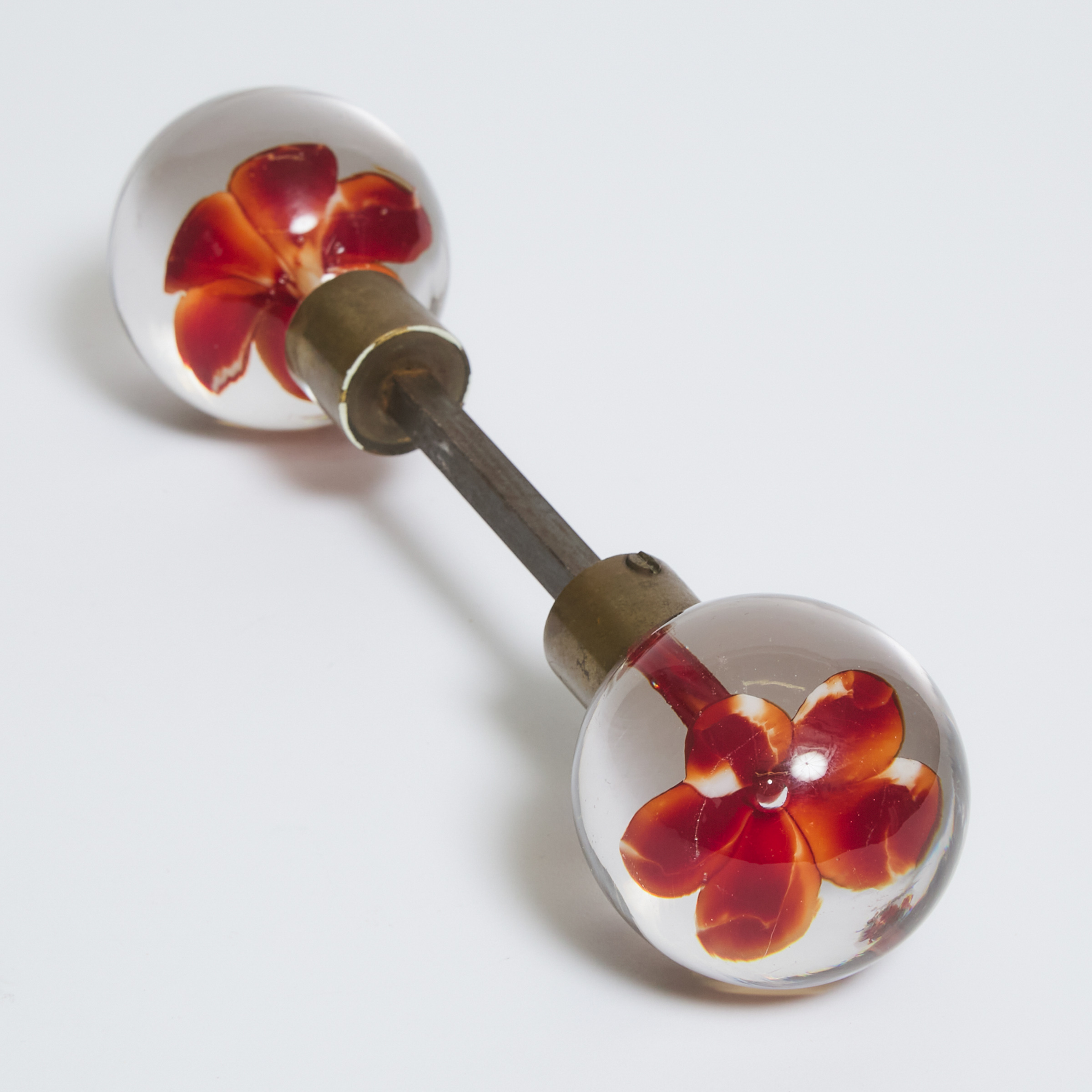 Large American Glass Doorknob Set, 19th century
