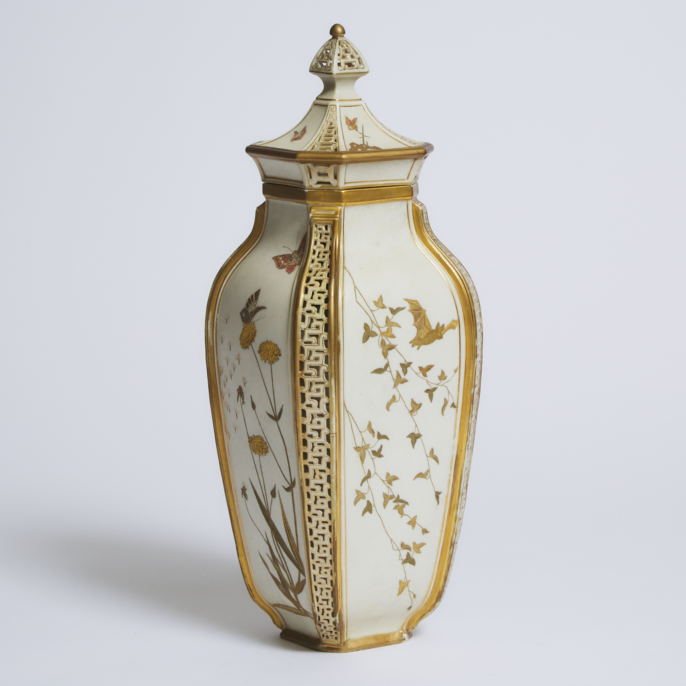 Royal Worcester Reticulated Vase and Cover, c.1880
