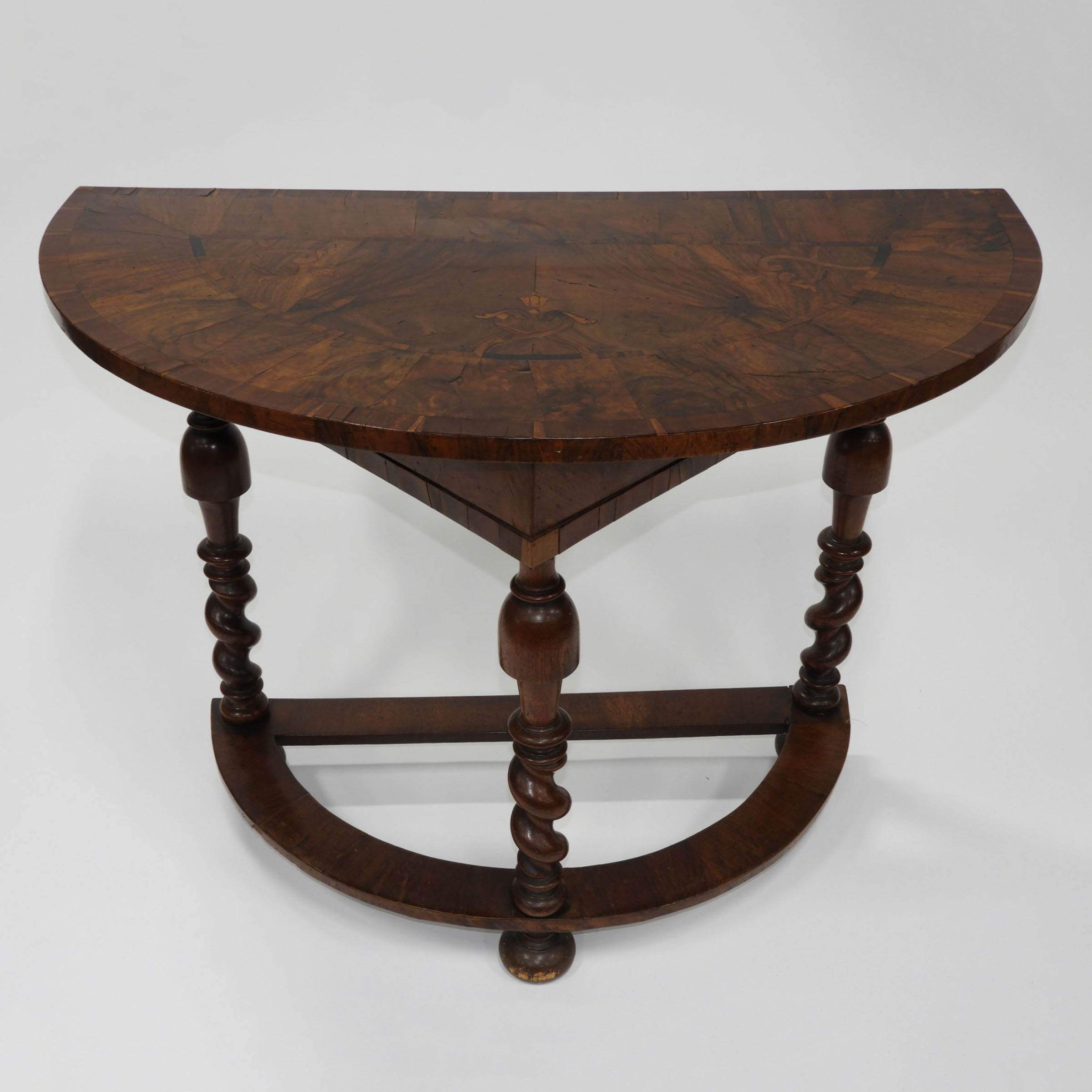 William and Mary Style Demi Lune Console, mid 19th century