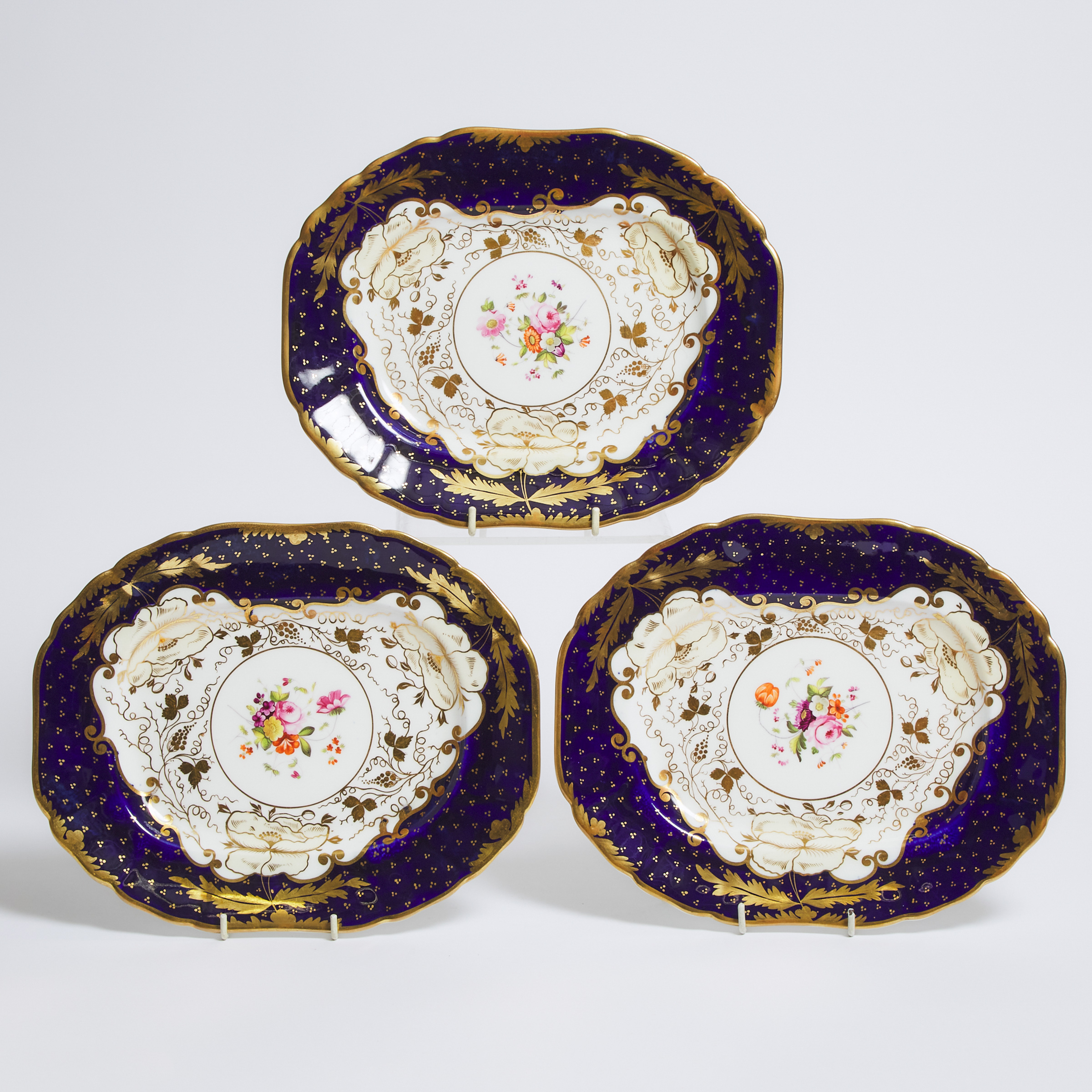 Three English Porcelain Oval Dishes, c.1830-40