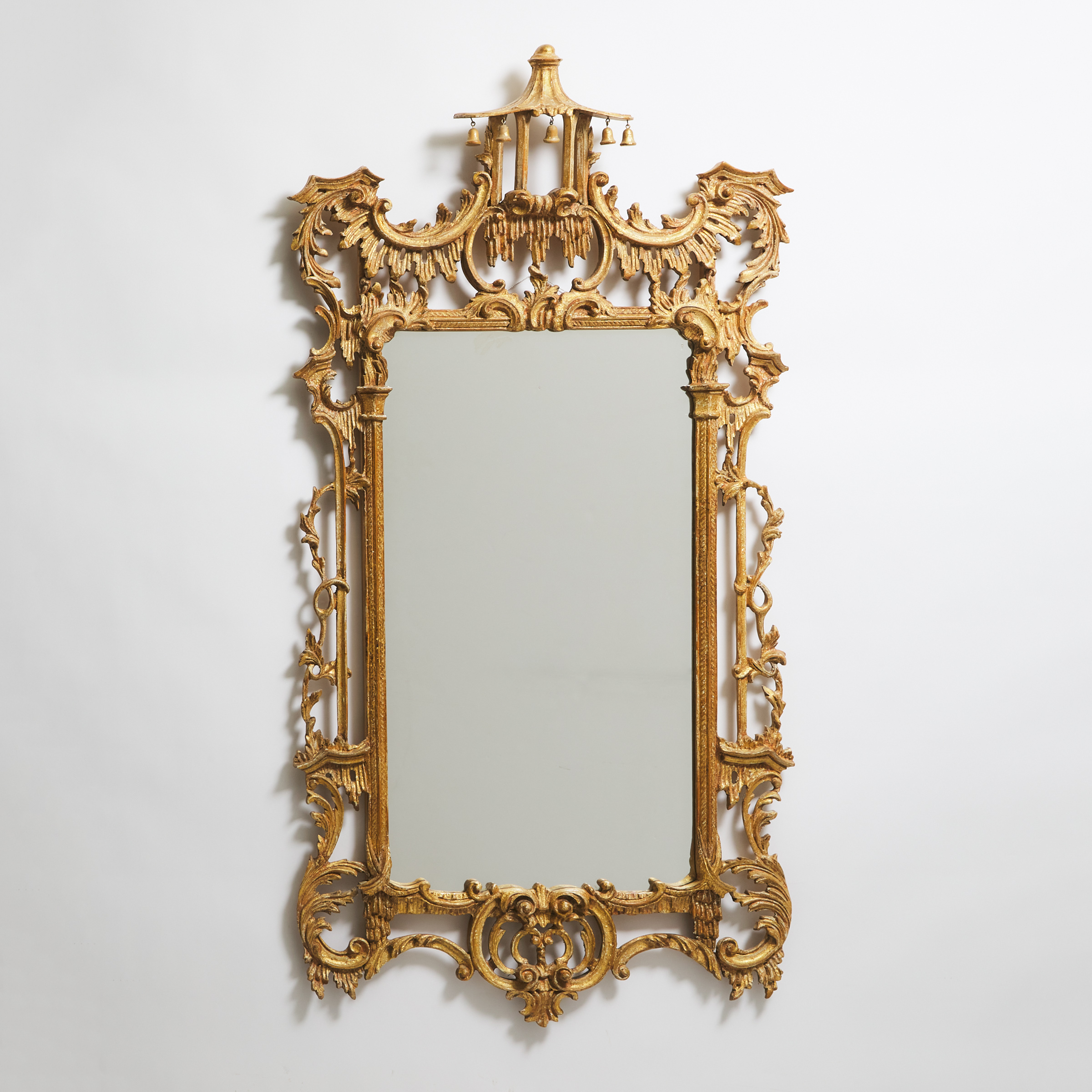 Large Italian Chinese Chippendale Style Giltwood Mirror, 20th century
