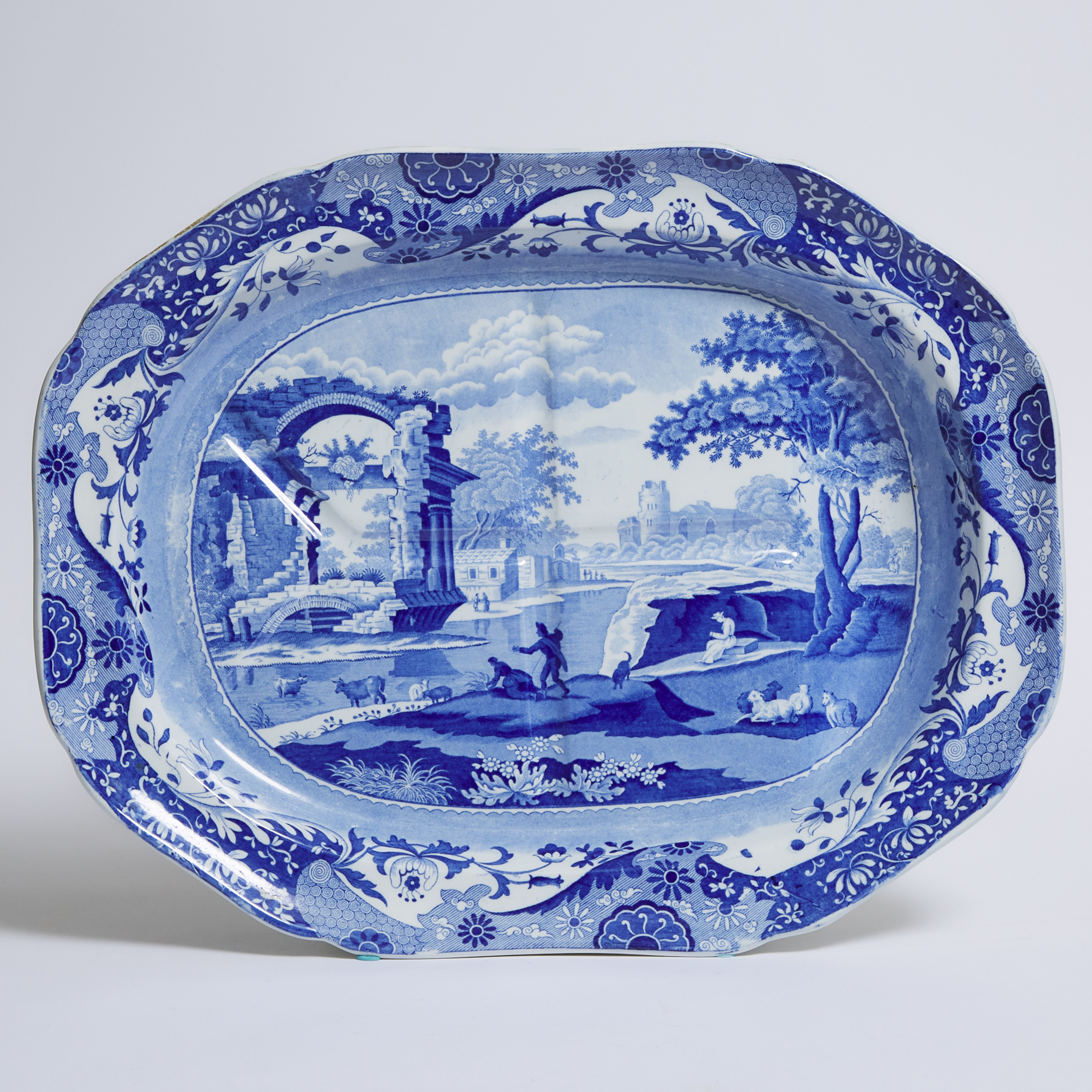 Spode Blue-Printed ‘Italian’ Well-and-Tree Platter, c.1825