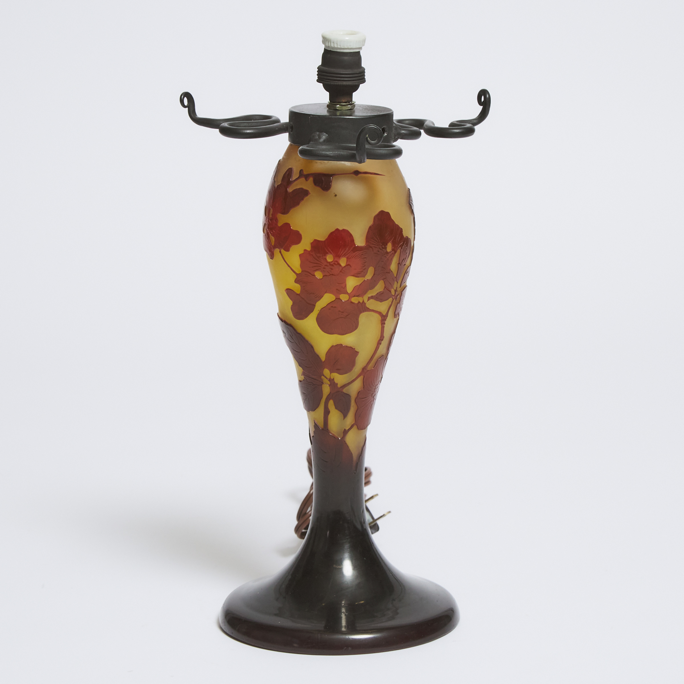 Gallé Hibiscus Cameo Glass Lamp Base, c.1900