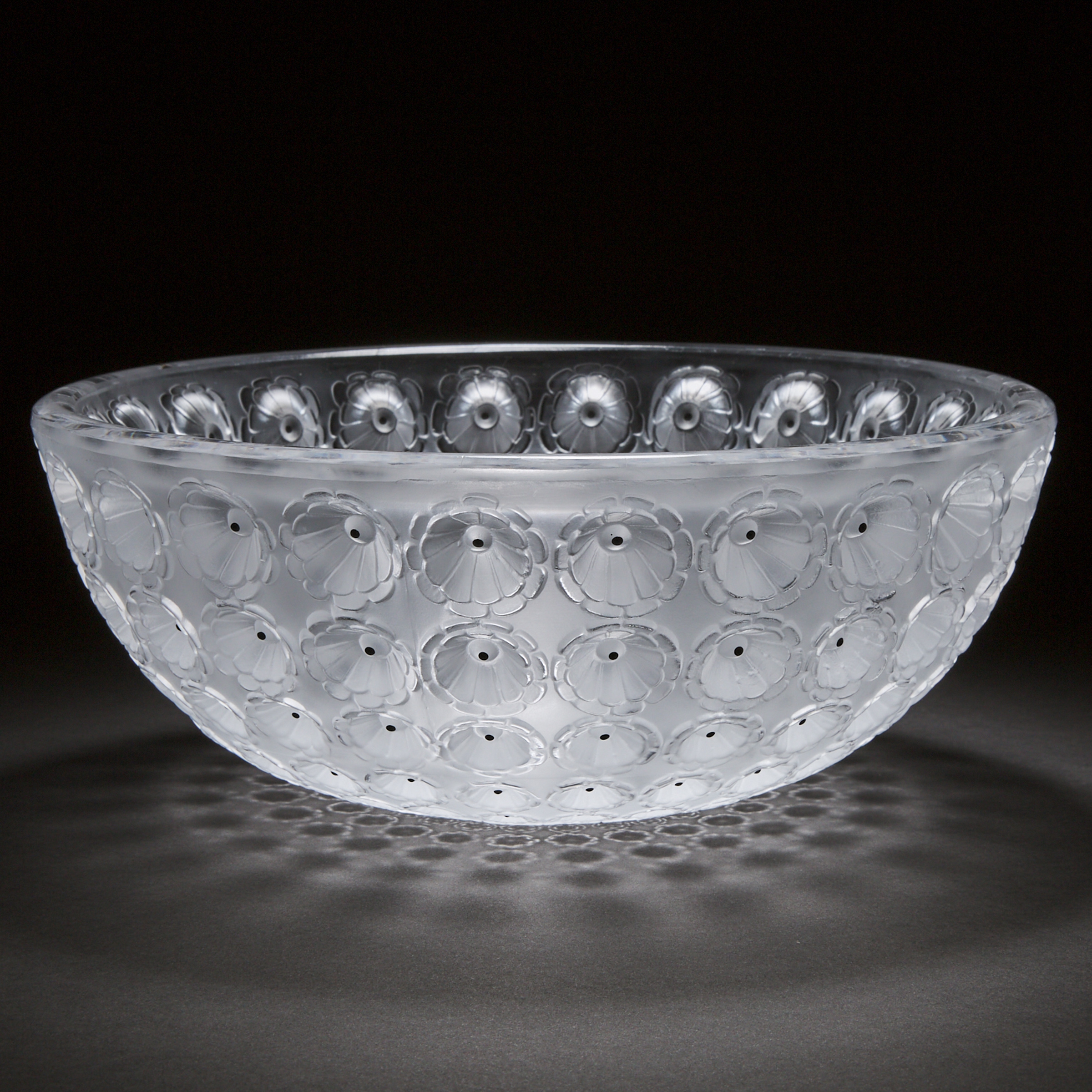 'Nemours', Lalique Frosted and Enameled Glass Bowl, post-1945