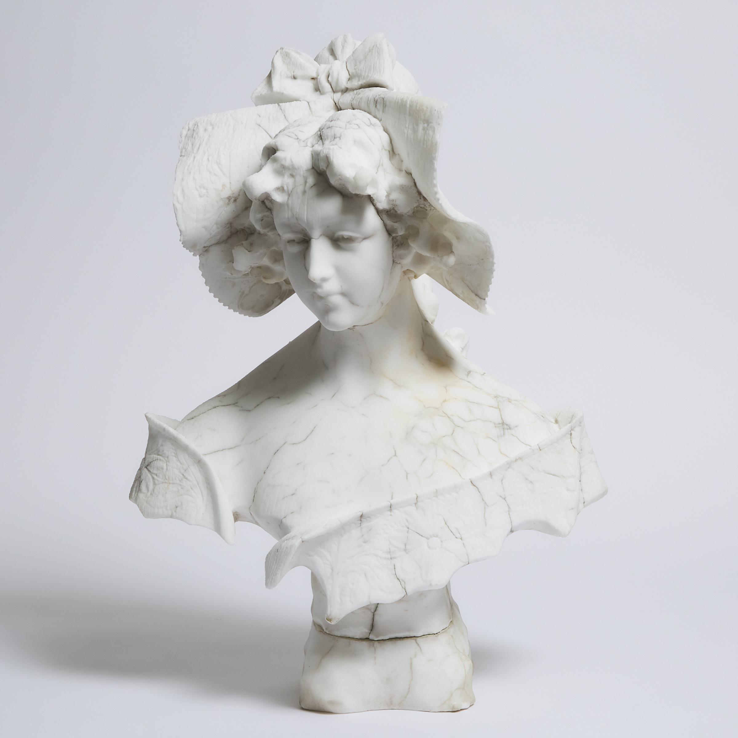 Italian Carved Alabaster Bust of a Young Woman, 19th century