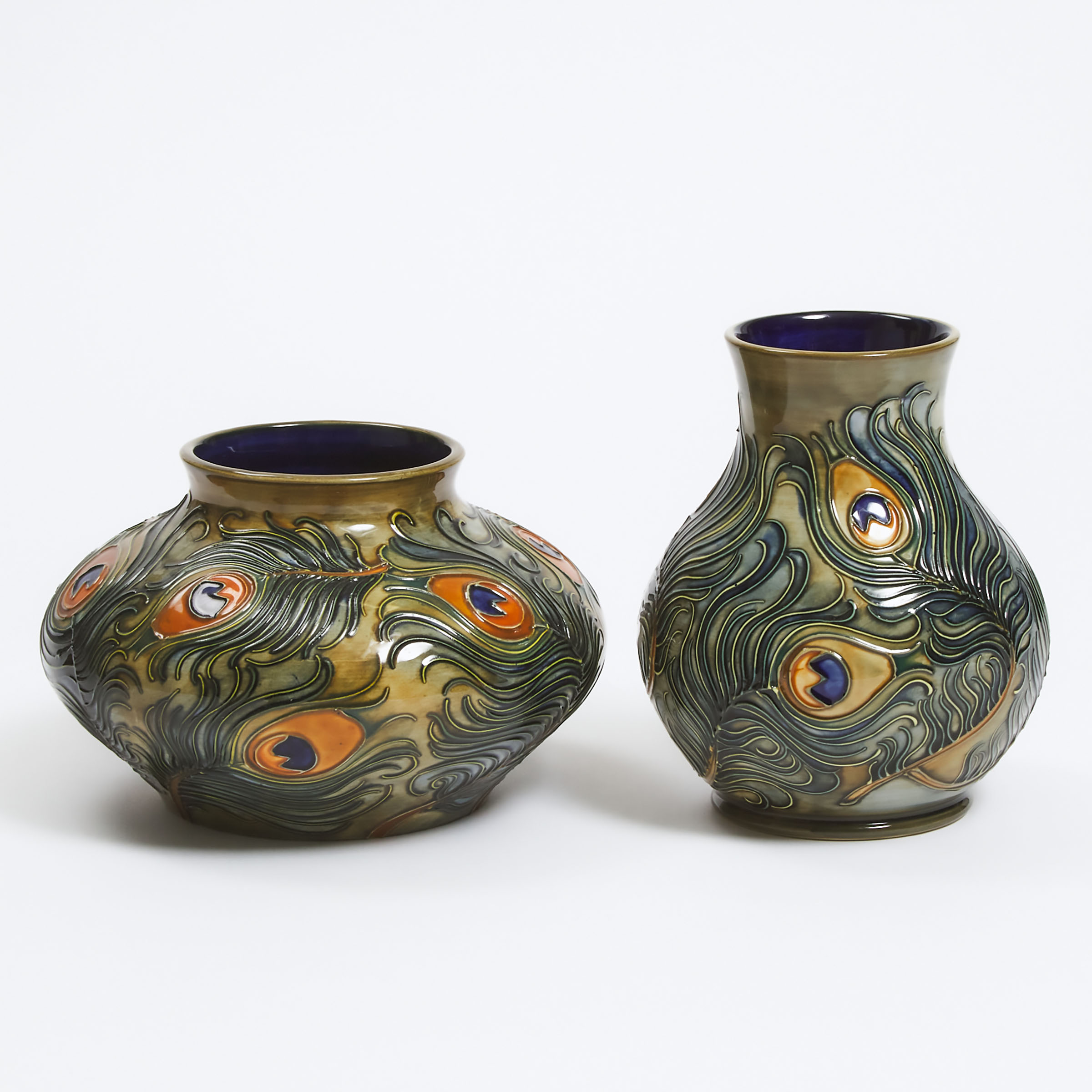 Two Moorcroft Phoenix Vases, c.1998