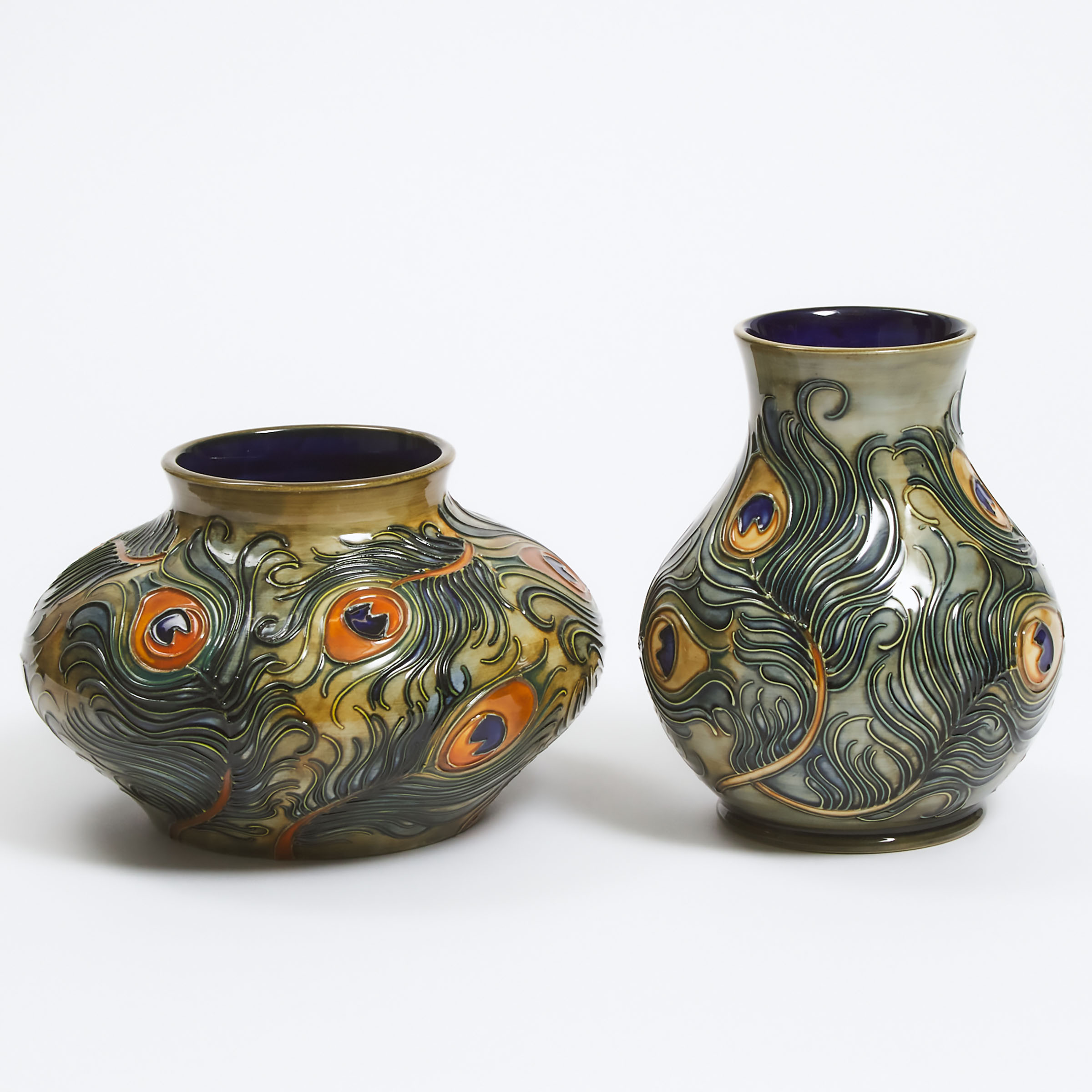 Two Moorcroft Phoenix Vases, c.1998