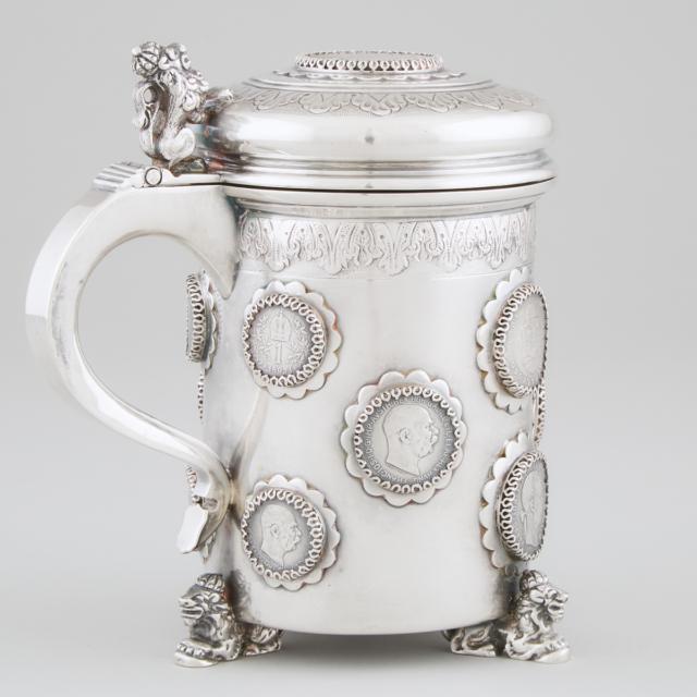 Continental Silver Coin-Set Tankard, probably Austro-Hungarian, early 20th century
