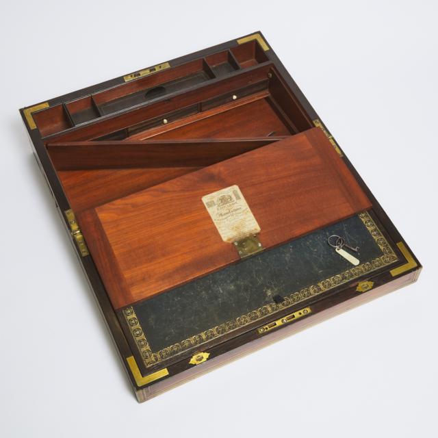 George III Brass Bound Rosewood Campaign Writing Slope, Edwards Real Manufacturer, London, c.1820