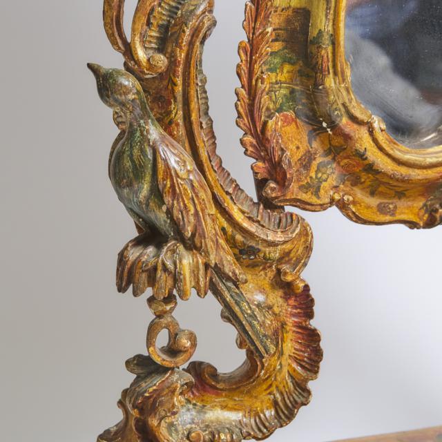 Large Venetian Chinoiserie 'Arte Povera' Découpage and Paint Decorated Parcel Gilt Rococo Dressing Mirror, c.1770