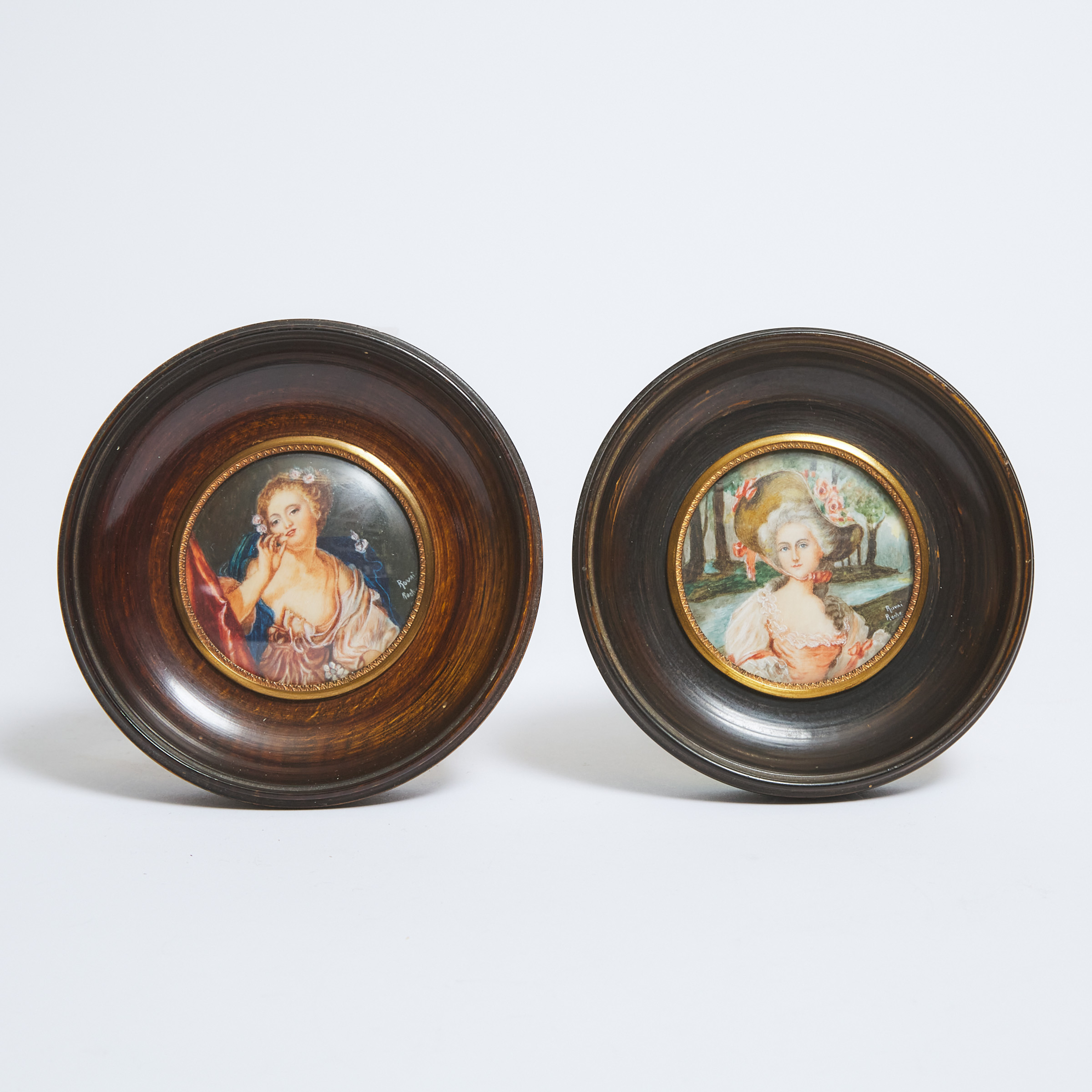 Pair of Continental Portrait Miniatures of Ladies, early 20th century
