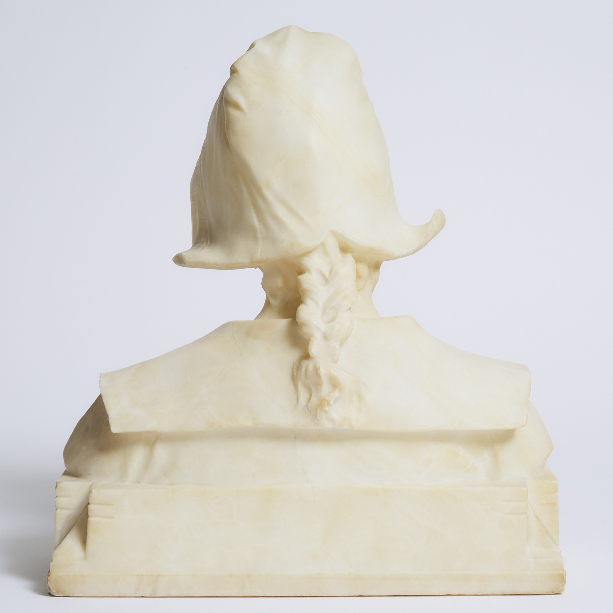 Continental Alabaster Bust of a Young Flemish Woman, early 20h century