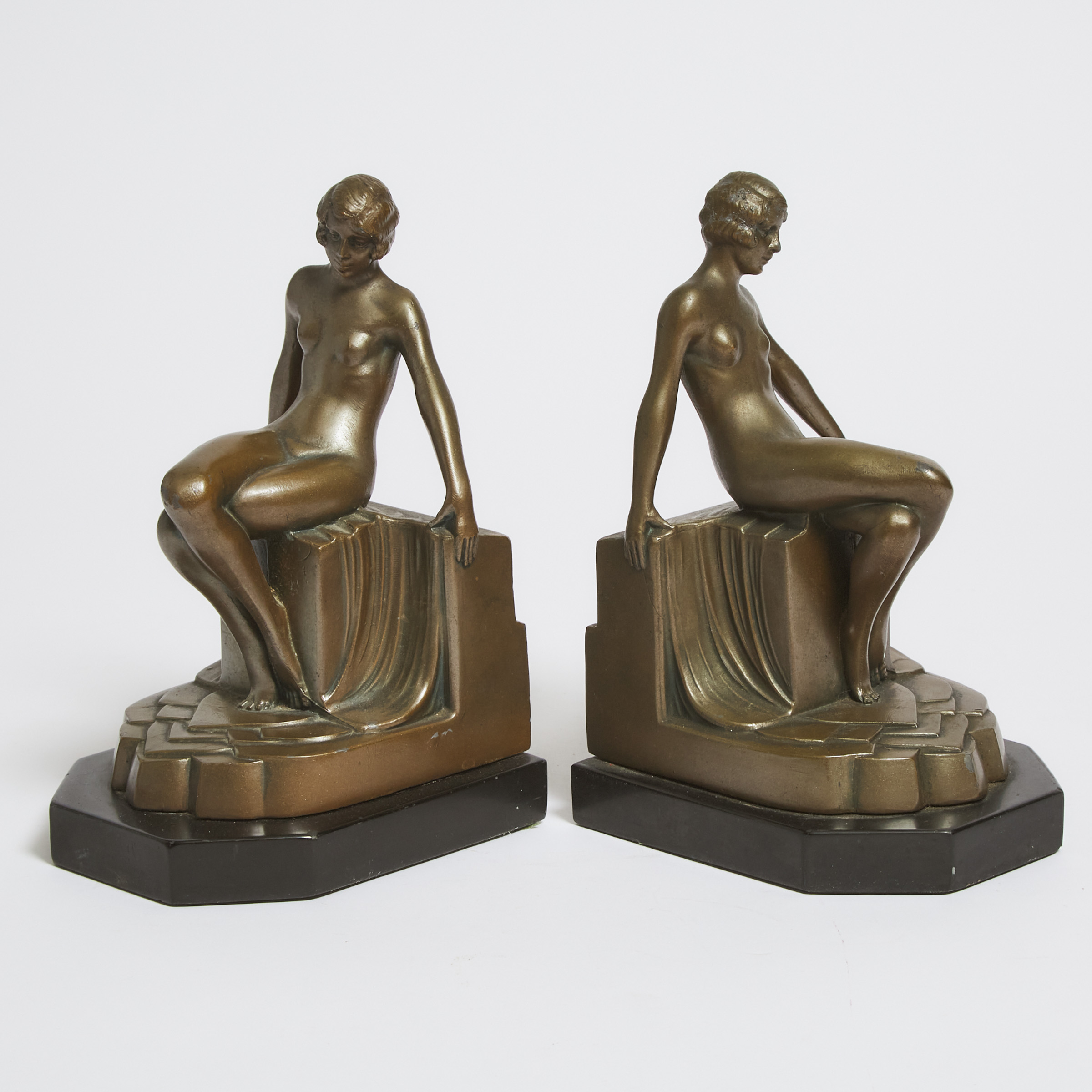 Pair of American School Art Deco Figural Bookends, c.1925