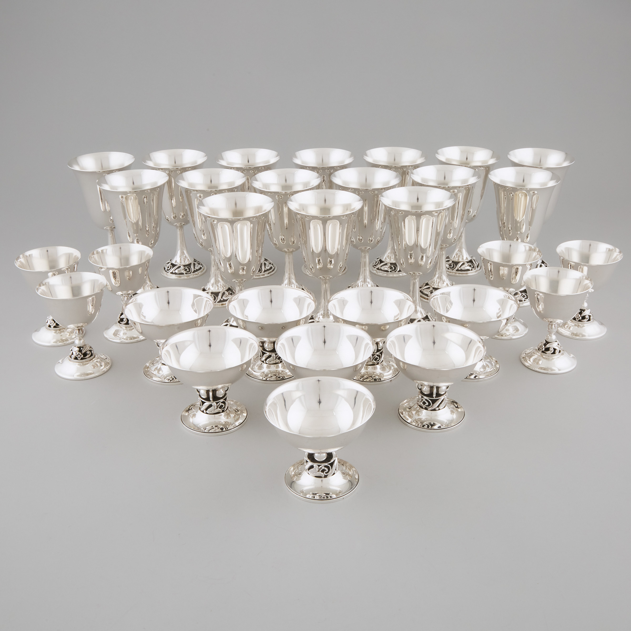American Silver Stemware Service, Alphonse La Paglia for International Silver Co., mid-20th century 
