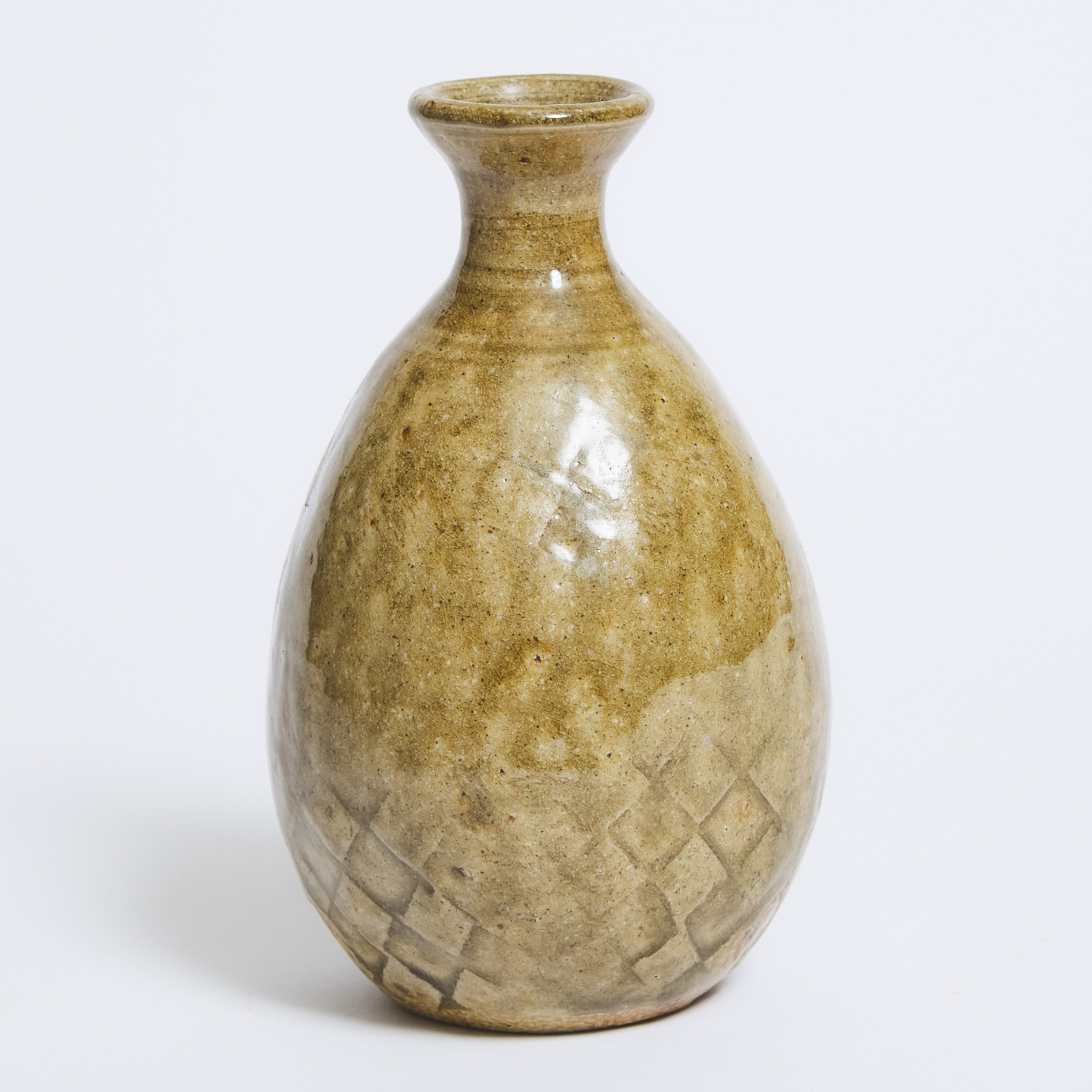 Robert Archambeau (Canadian, 1933-2022), Celadon Glazed Moulded Stoneware Vase, late 20th century