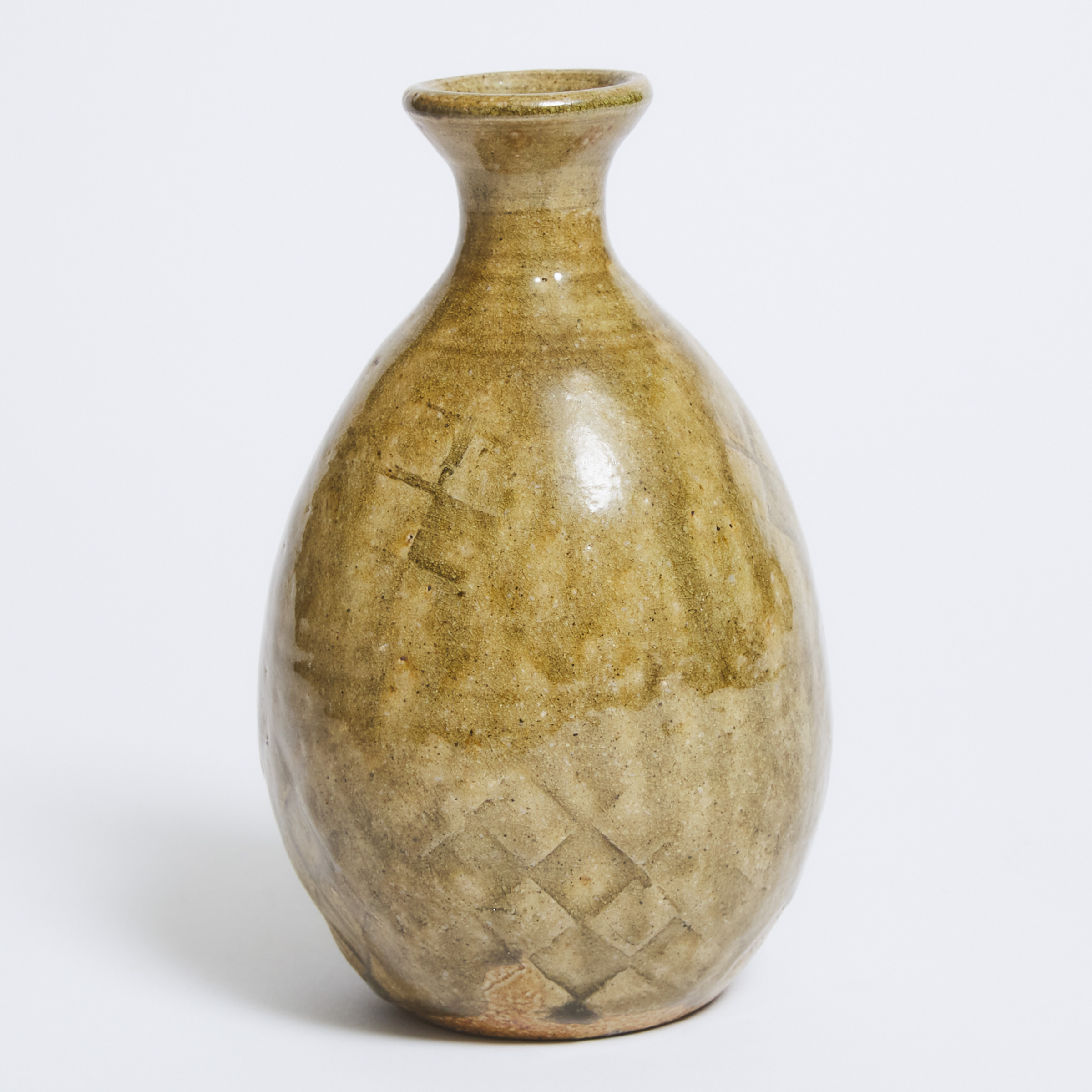 Robert Archambeau (Canadian, 1933-2022), Celadon Glazed Moulded Stoneware Vase, late 20th century