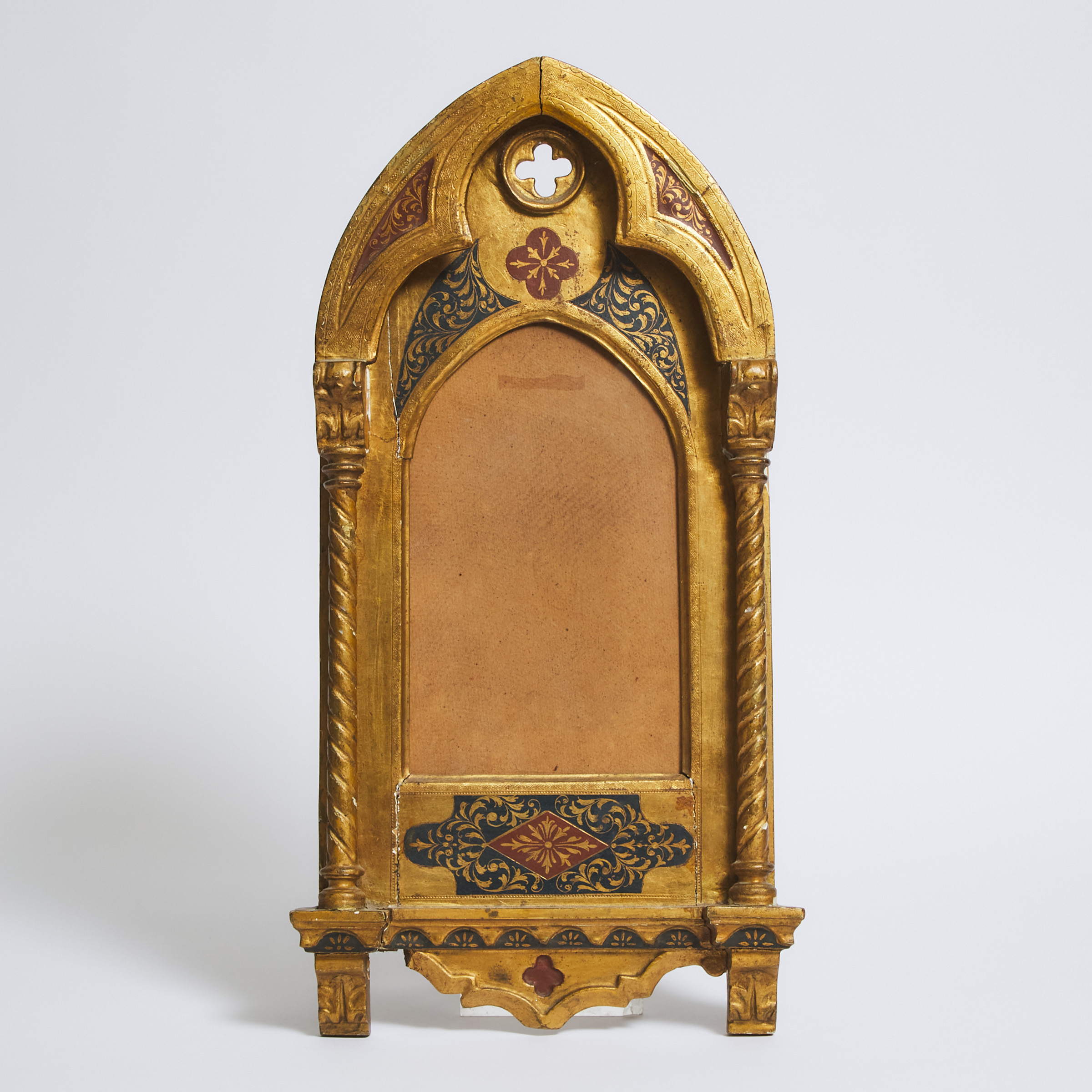 Italian Neo-Gothic Giltwood and Polychromed Architectural Frame, early 20th century