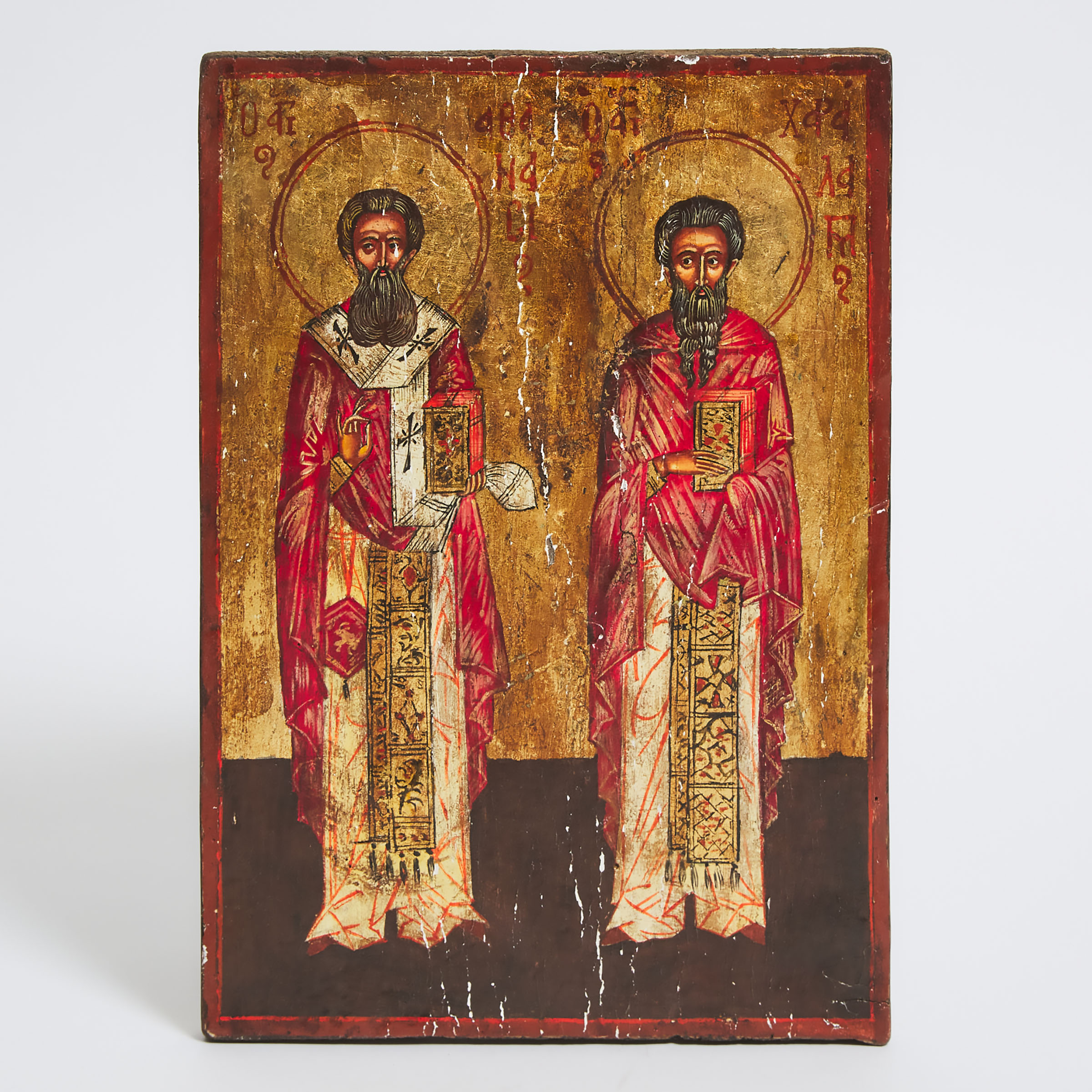 Greek Icon Depicting Two Saints, early 20th century