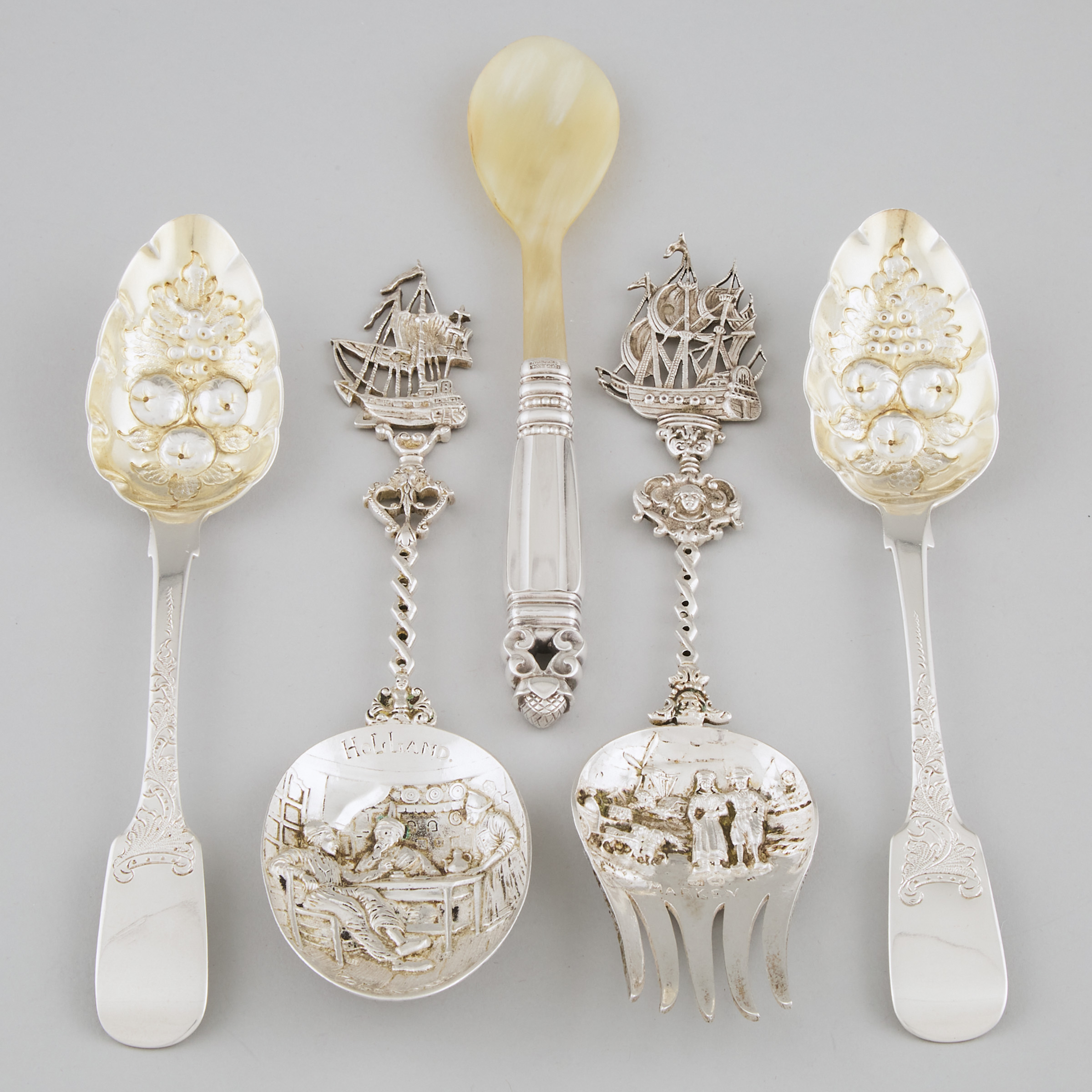 Group of English, Dutch, and Danish Silver Flatware, 19th/20th century