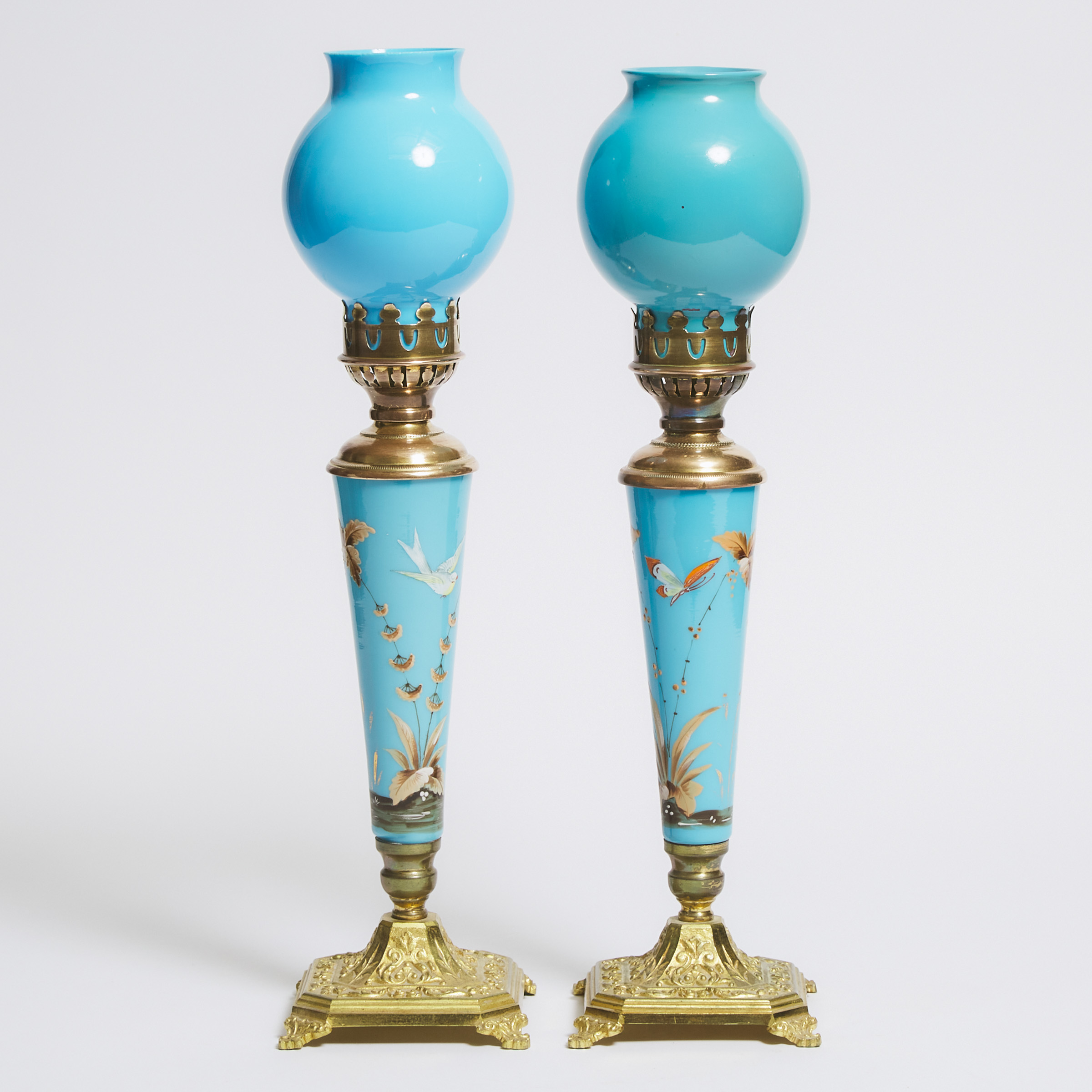 Pair of Victorian Aesthetic Movement Banquet Table Lamps, c.1870 