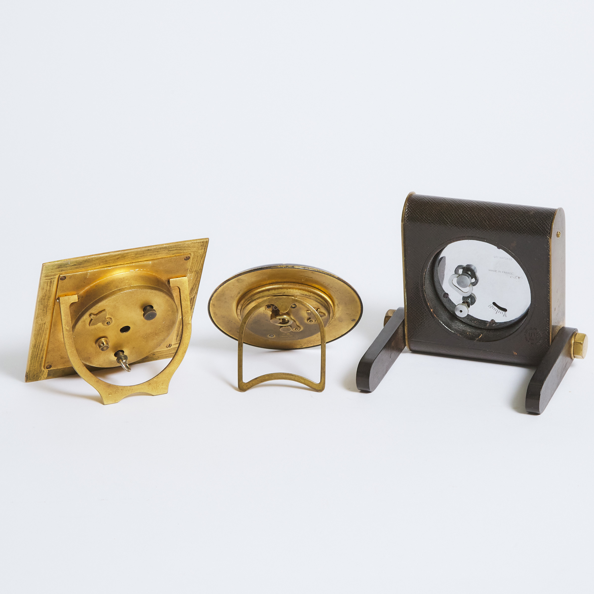 Group of Three Decorative Travelling Clocks, early 20th century