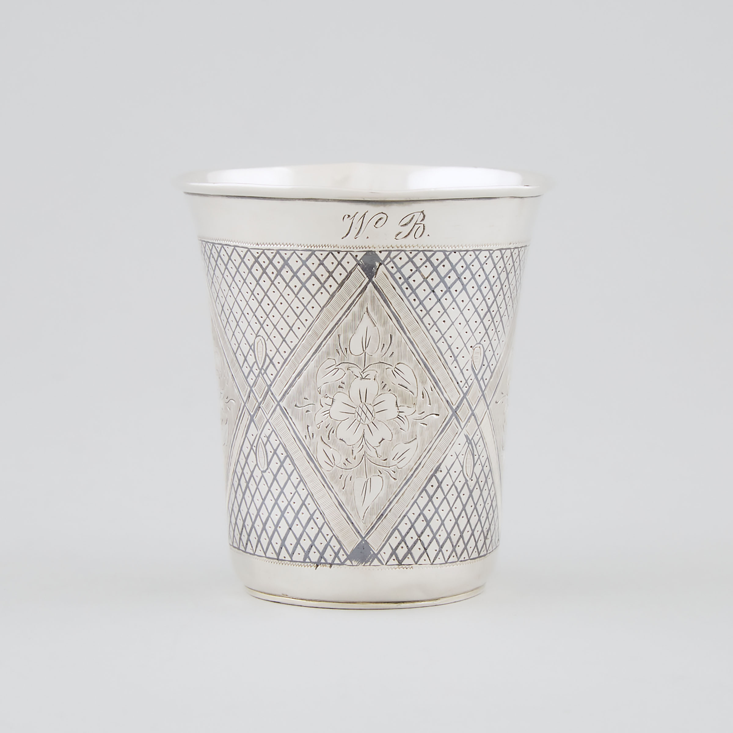 Russian Nielloed and Engraved Silver Beaker, M. Dmitriyev, Moscow, 1865
